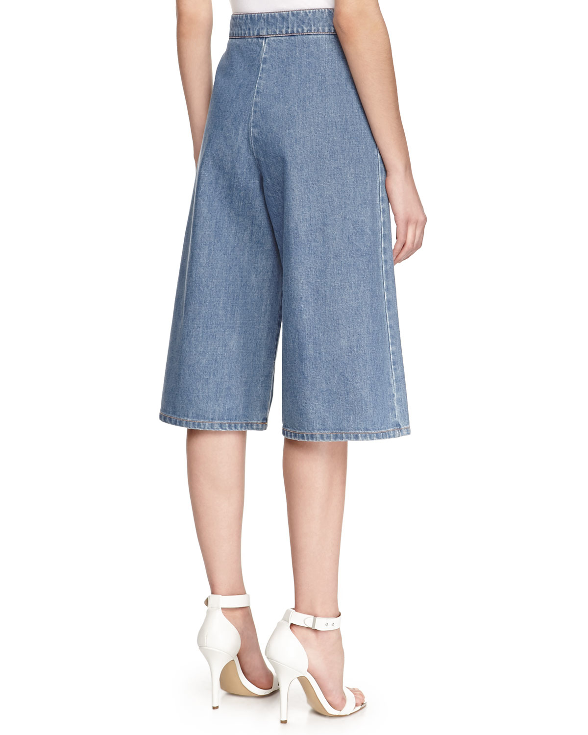 Stella mccartney Denim Gaucho Pants in Blue (denim) | Lyst