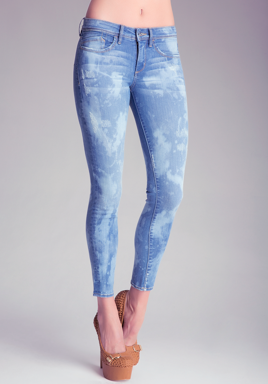 Lyst Bebe Paint Splatter Skinny Jeans in Blue