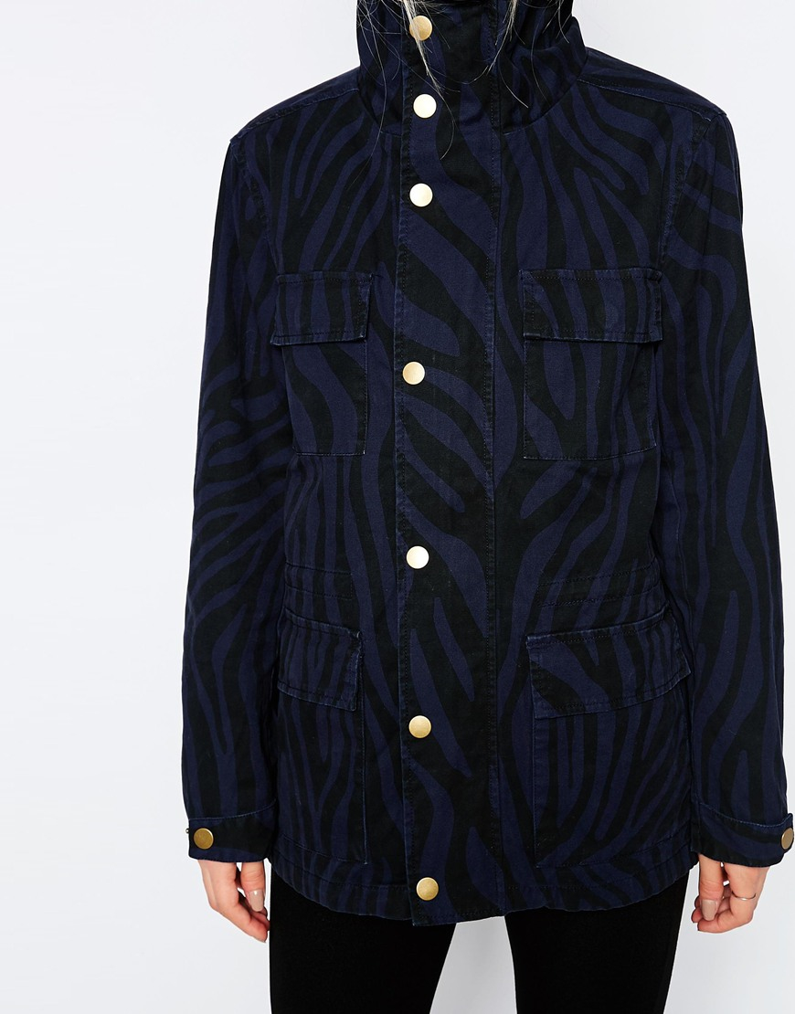 Lyst Ganni Huntington Canvas Blue Zebra Jacket in Blue
