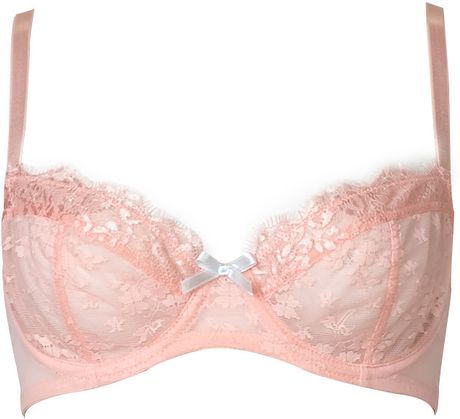 Forever 21 Sheer Lace Demi Bra in Pink (LIGHT PINK/LIGHT BLUE) | Lyst