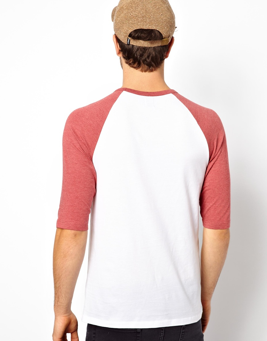 Asos 3/4 Sleeve T-shirt With Contrast Raglan Sleeves in White for Men | Lyst