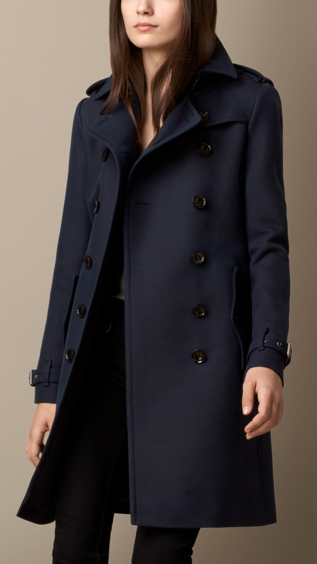 navy blue burberry trench coat