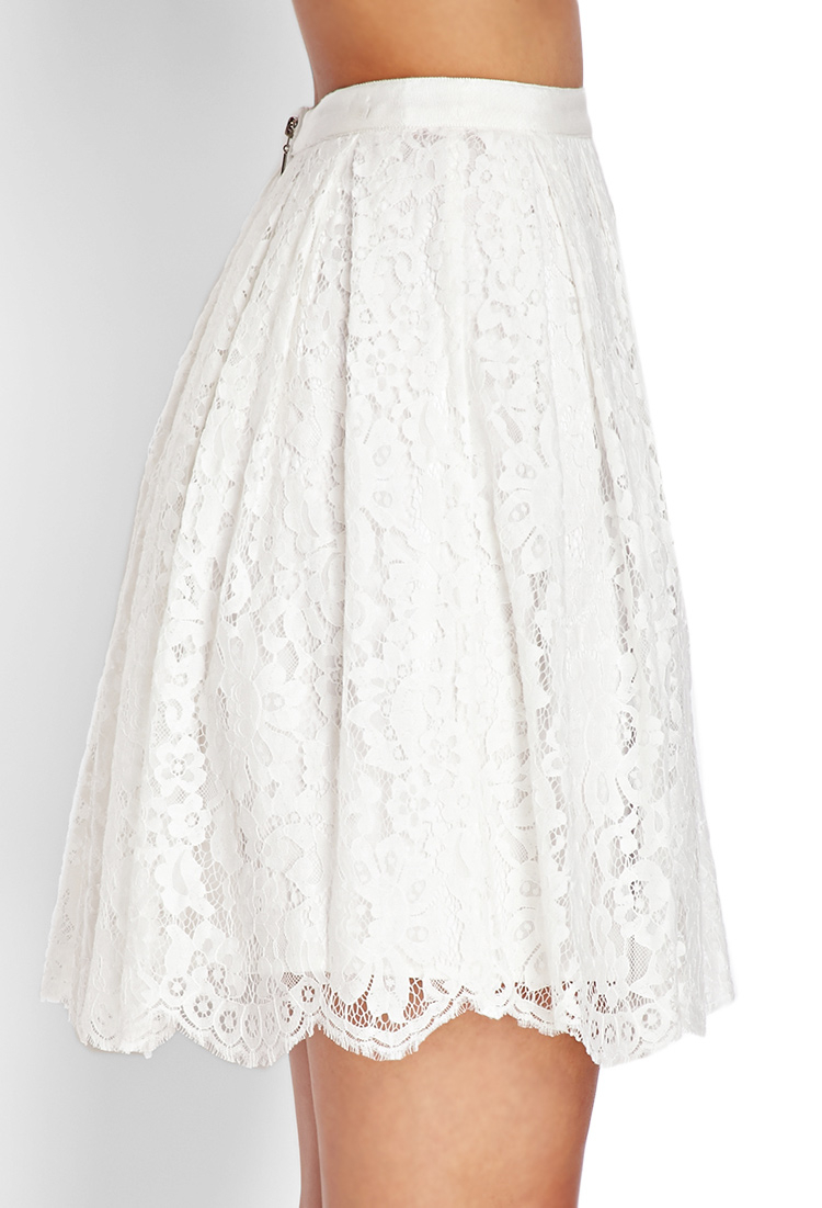 Lyst - Forever 21 Floral Lace A-line Skirt in White