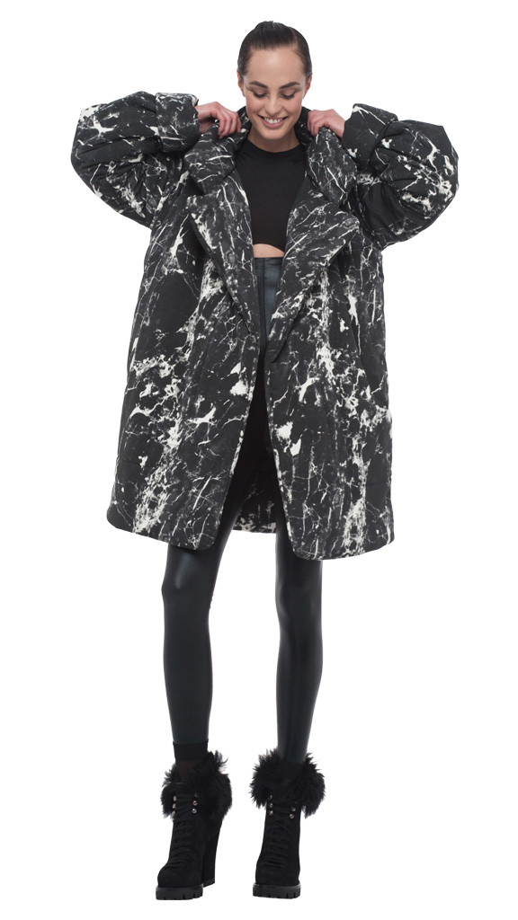 Norma kamali Quilted Sleeping Bag Coat To Knee in Black (Black Marble