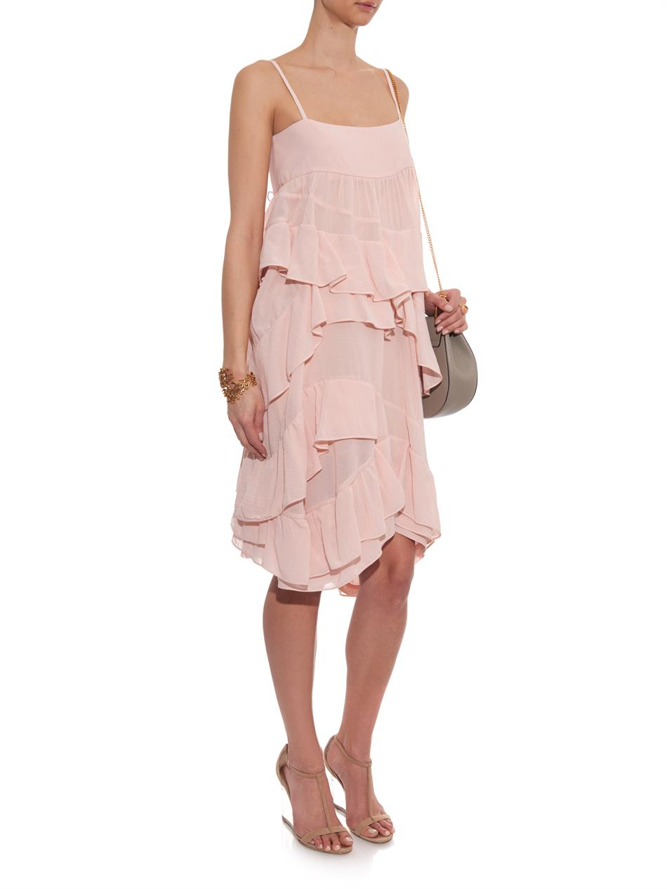 Chloé Ruffled Cottongauze Dress in Pink Lyst