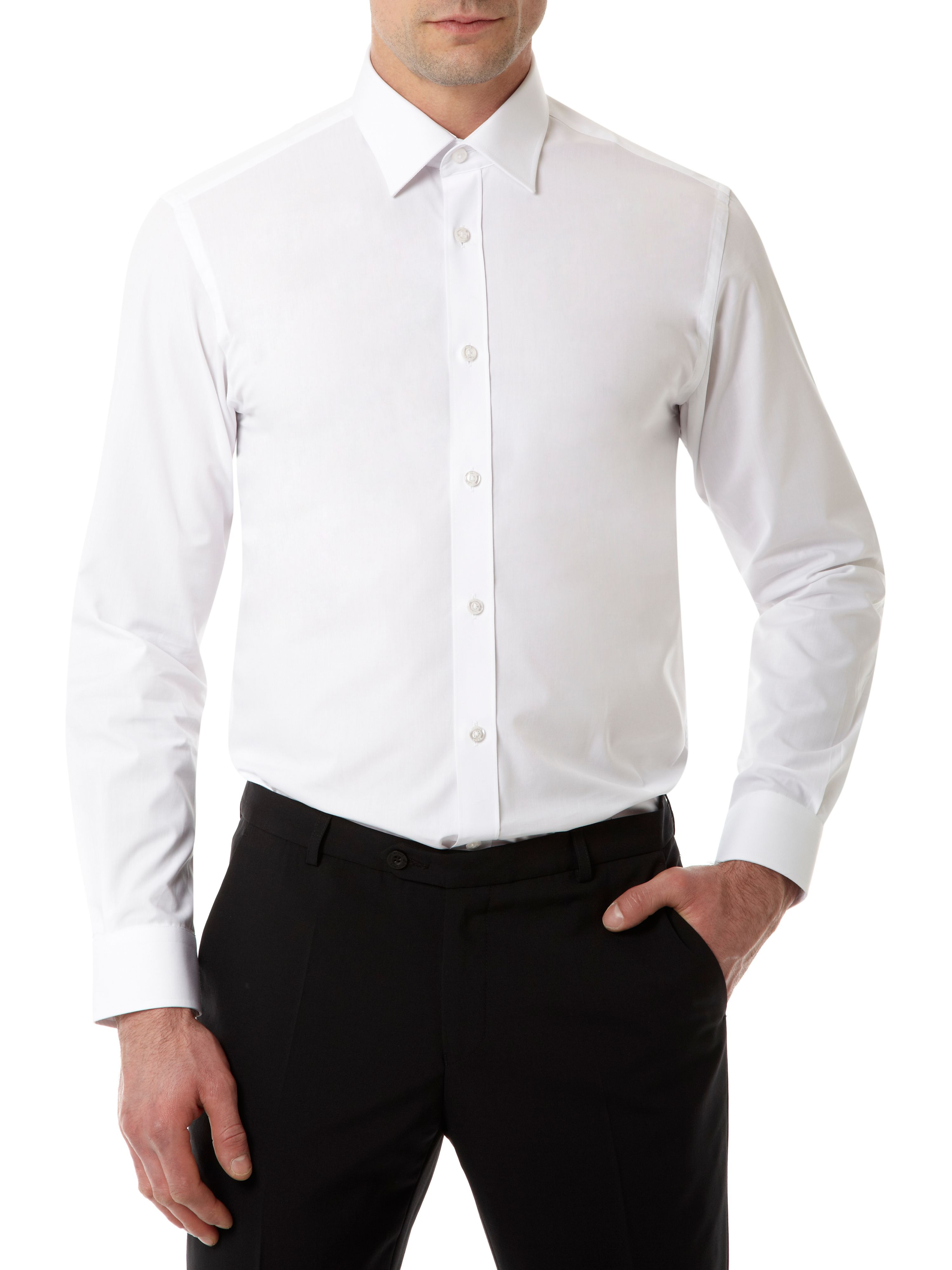 Remus uomo Plain Classic Fit Long Sleeve Formal Shirt in White for Men ...