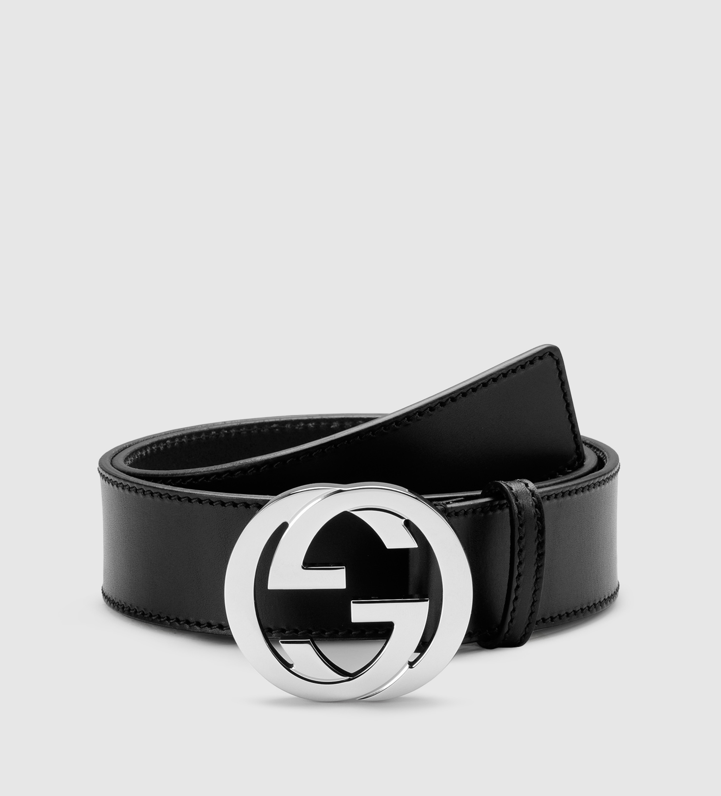 Gucci Leather Belt With Interlocking G Buckle in Black for Men | Lyst