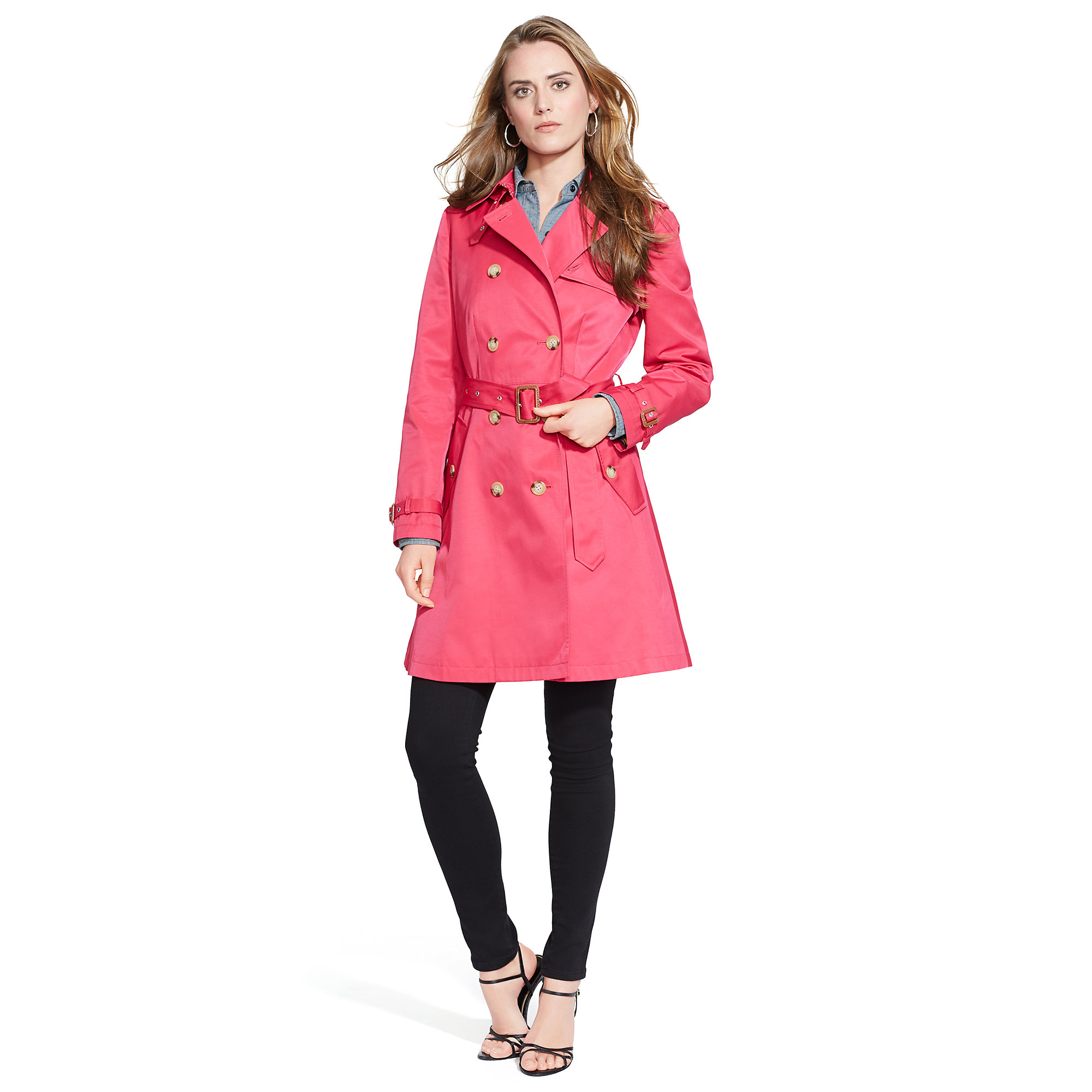 Lyst - Ralph Lauren Double-Breasted Trench Coat in Pink