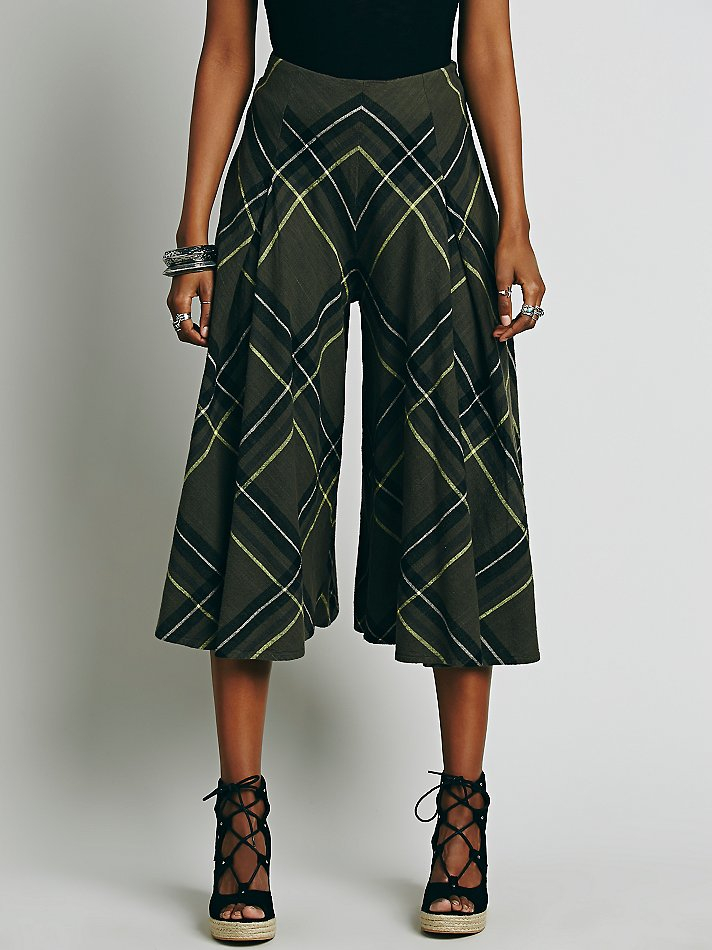 Lyst - Free people Womens Newport Plaid Culottes in Green