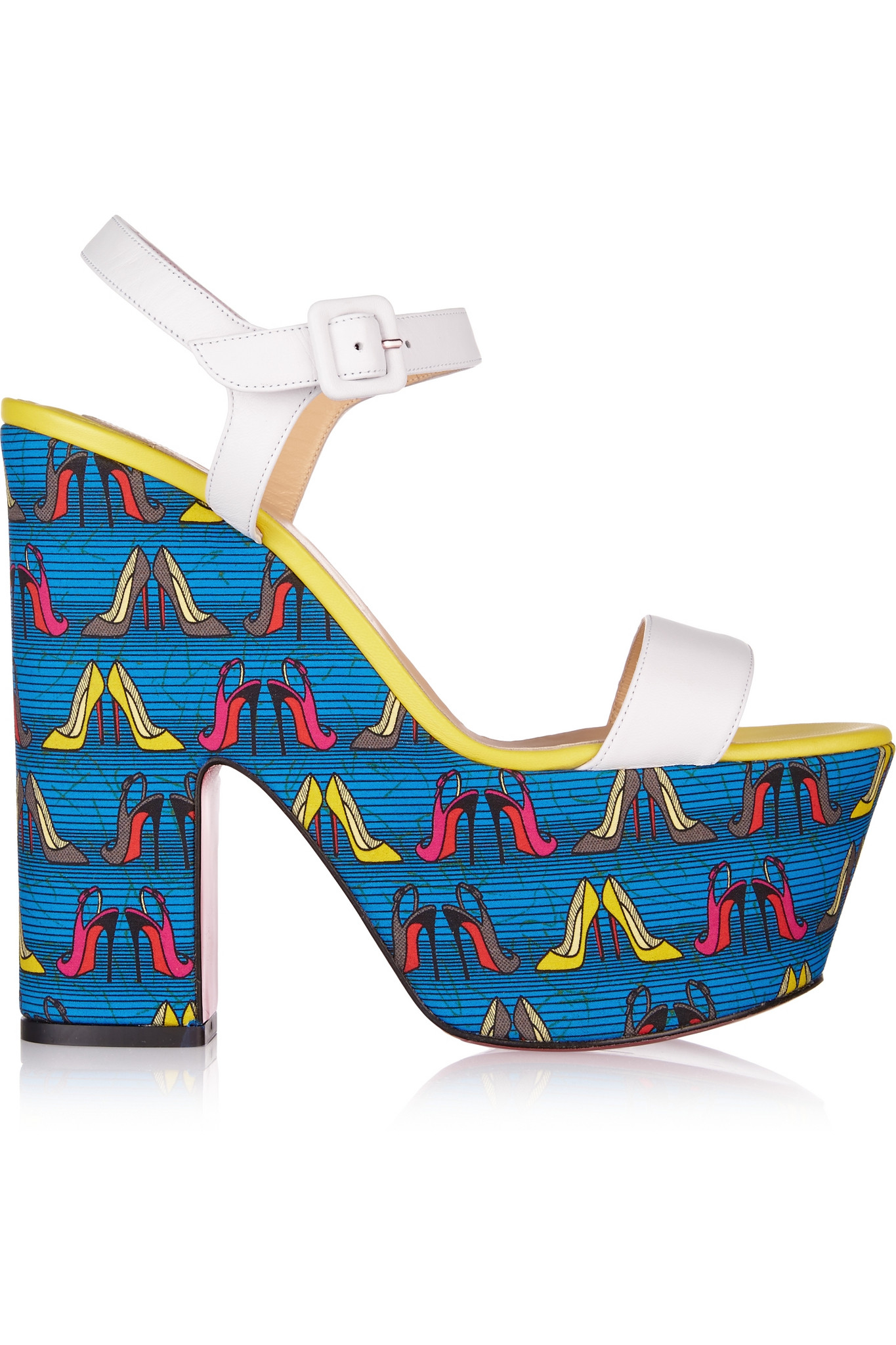 Christian louboutin Bella Tige 160 Leather Wedge Sandals in Blue ...