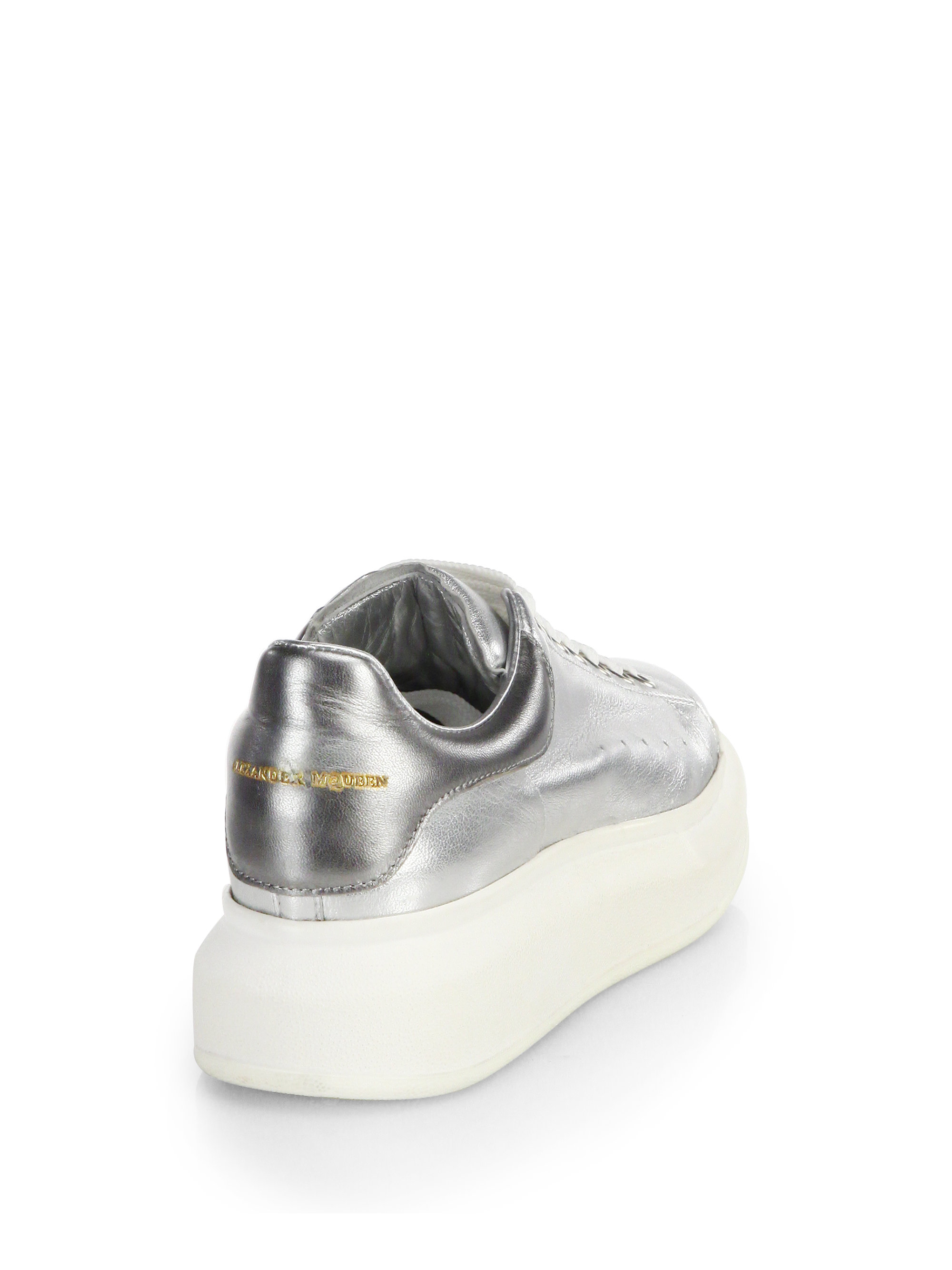 Alexander Mcqueen Metallic Leather Platform Sneakers Lyst 5804