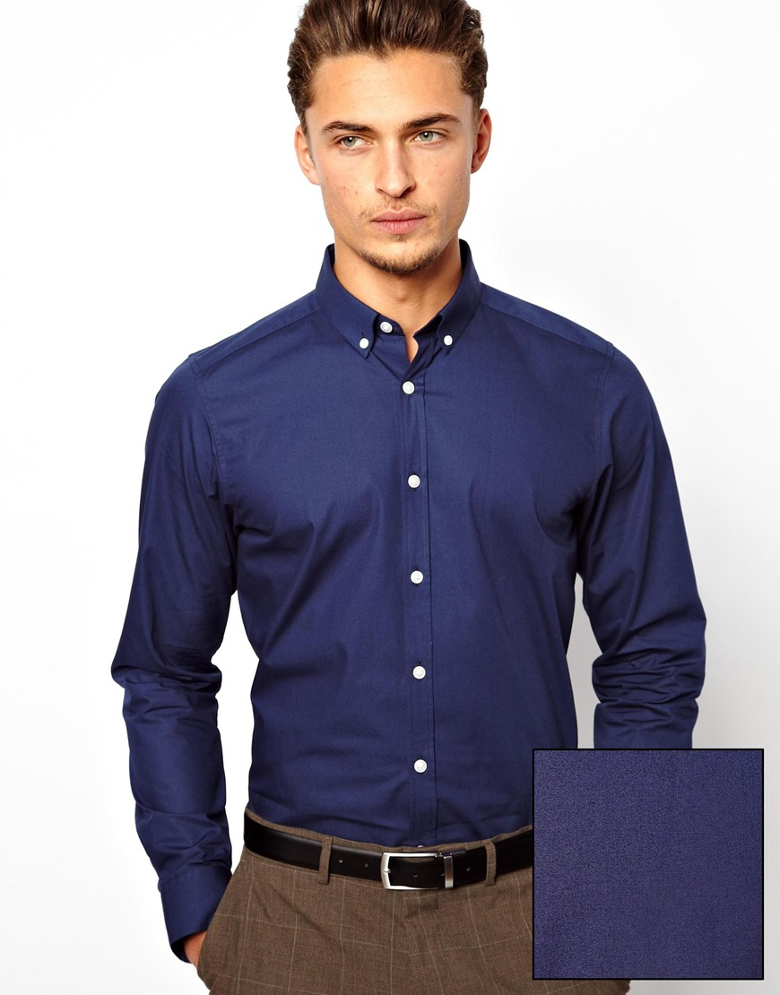 Asos Smart Shirt in Long Sleeve with Button Down Collar in Cotton in ...