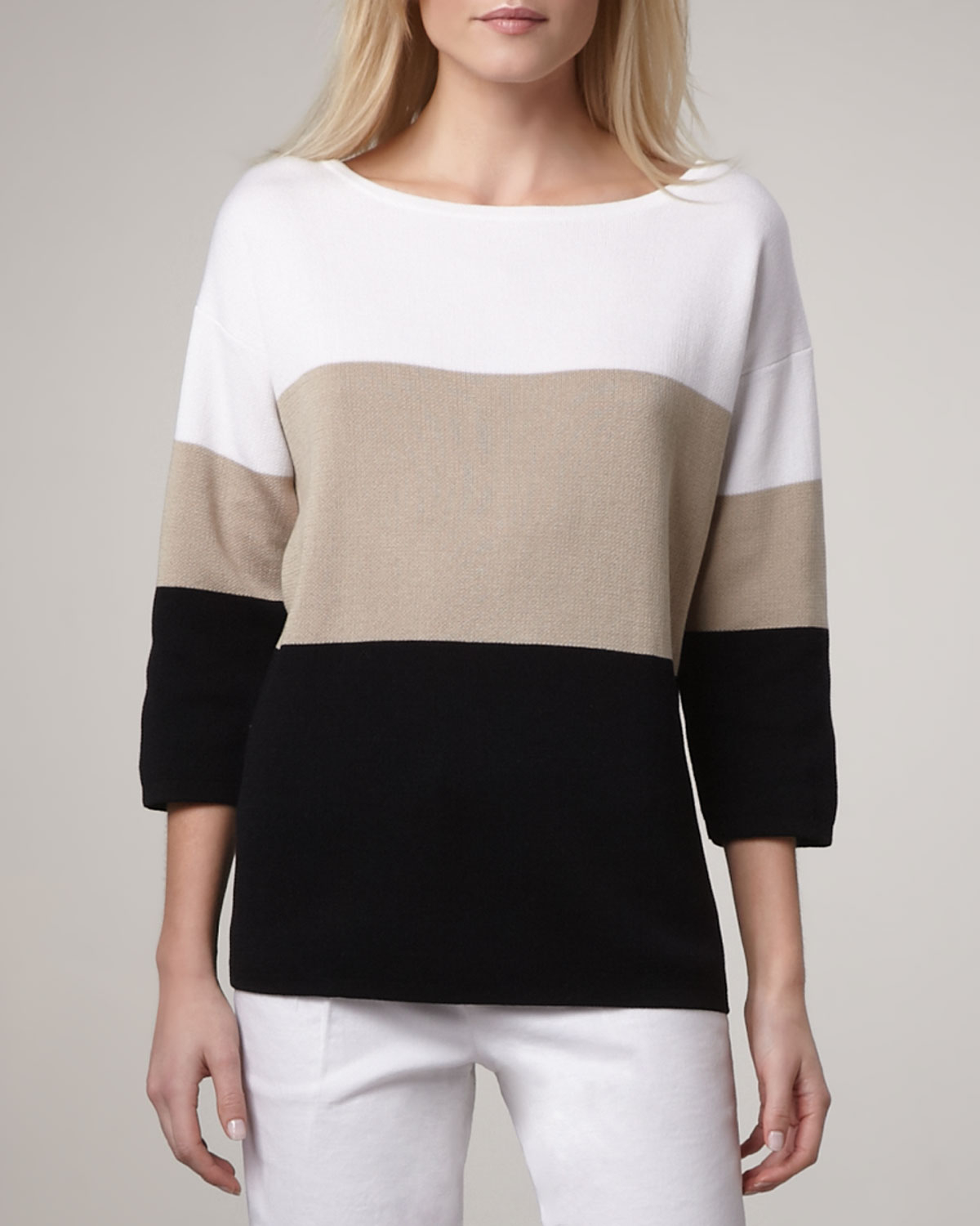 Lyst - Adrienne Vittadini Wide Stripe Sweater in White