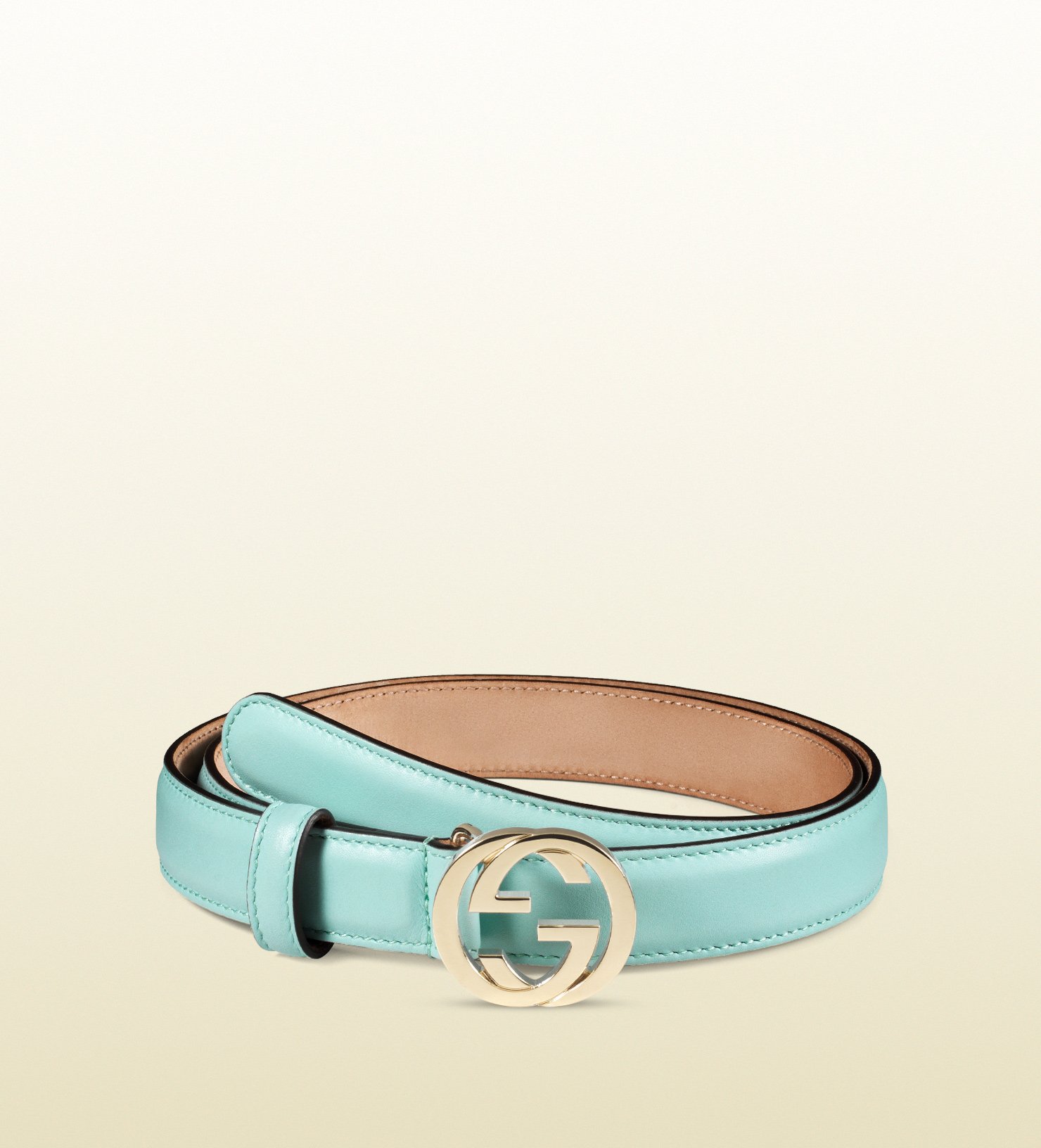 Lyst - Gucci Leather Belt With Interlocking G Buckle in Blue for Men