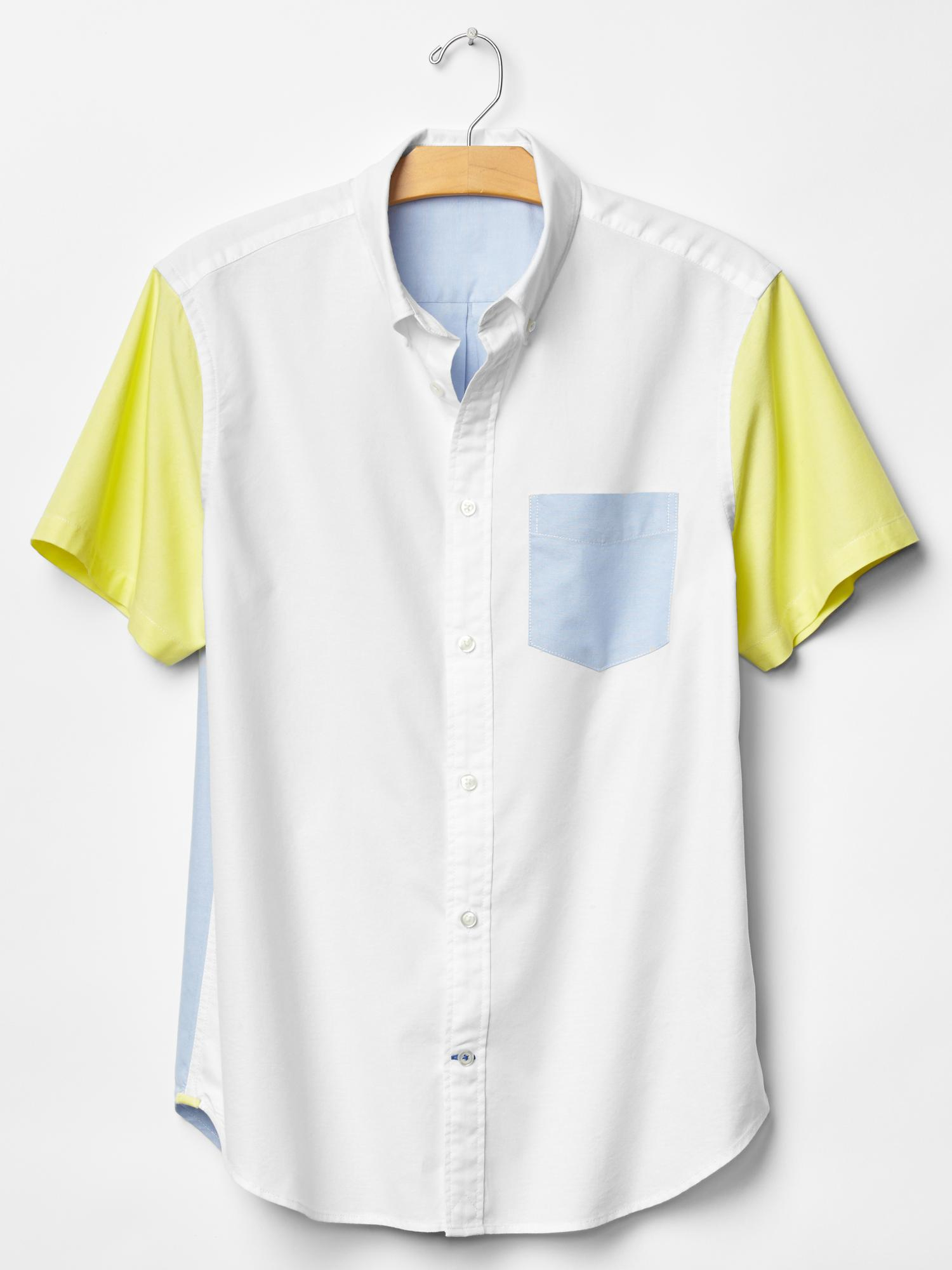 Gap Colorblock Oxford Shirt in Yellow for Men (optic white) | Lyst