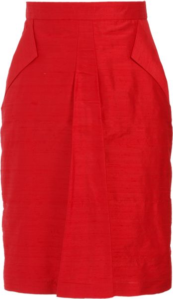 L'wren Scott Dupioni Silk Skirt in Red | Lyst