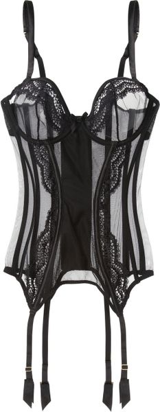 Agent Provocateur Belisa Lacetrimmed Stretchmesh Basque in Black | Lyst