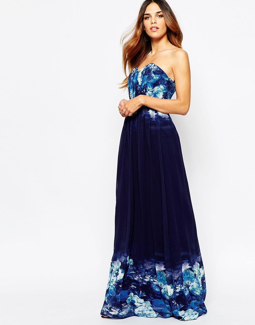Image 4 of Little Mistress Belted Maxi Dress In Floral Ombre Print ...