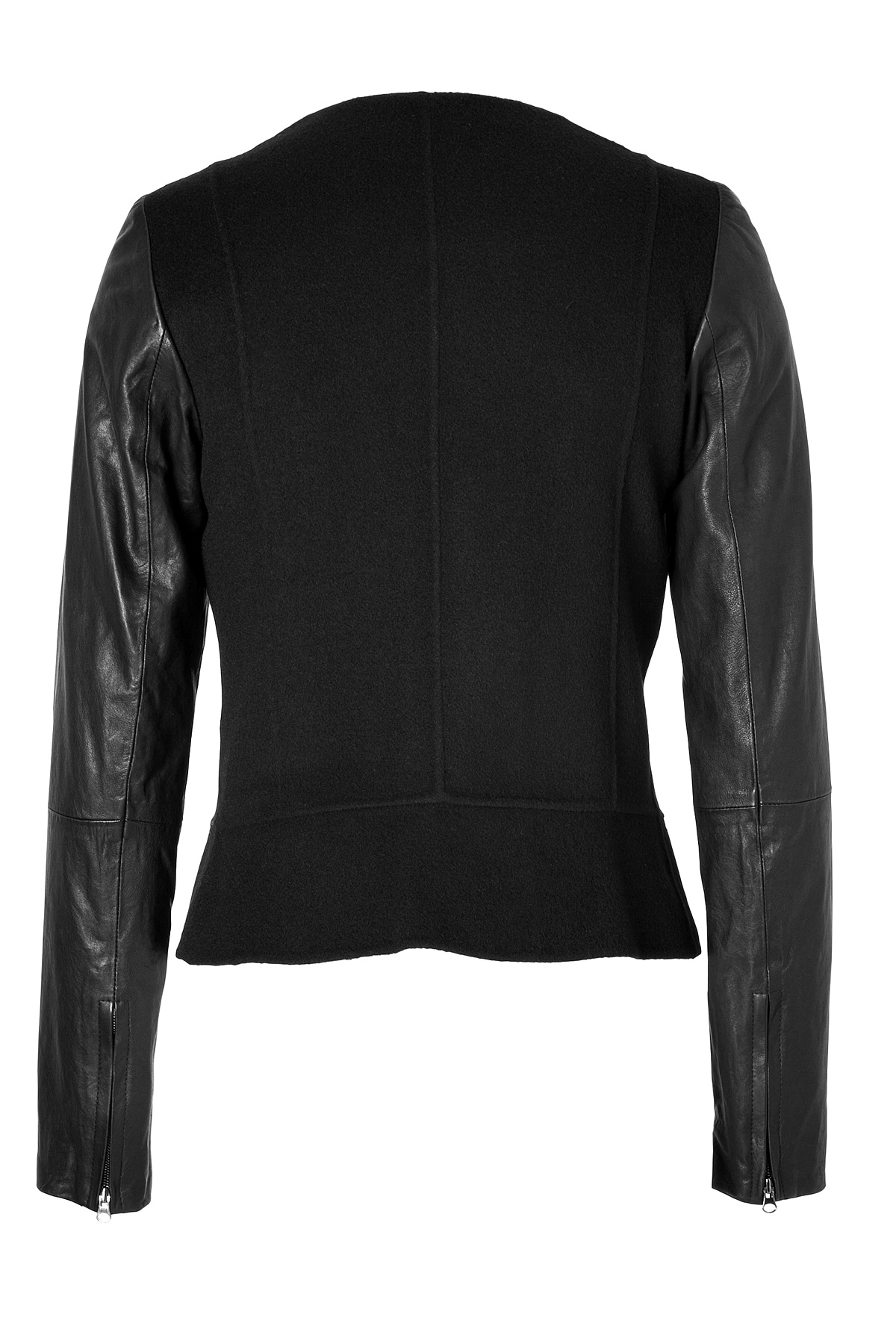 Lyst - Vince Wool Jacket With Leather Sleeves In Black in Black