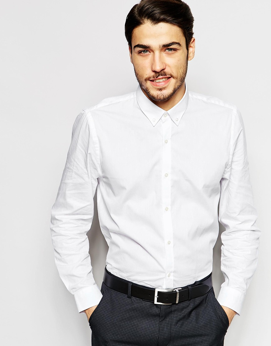 Lyst - Ben Sherman Plain Poplin Shirt in White for Men