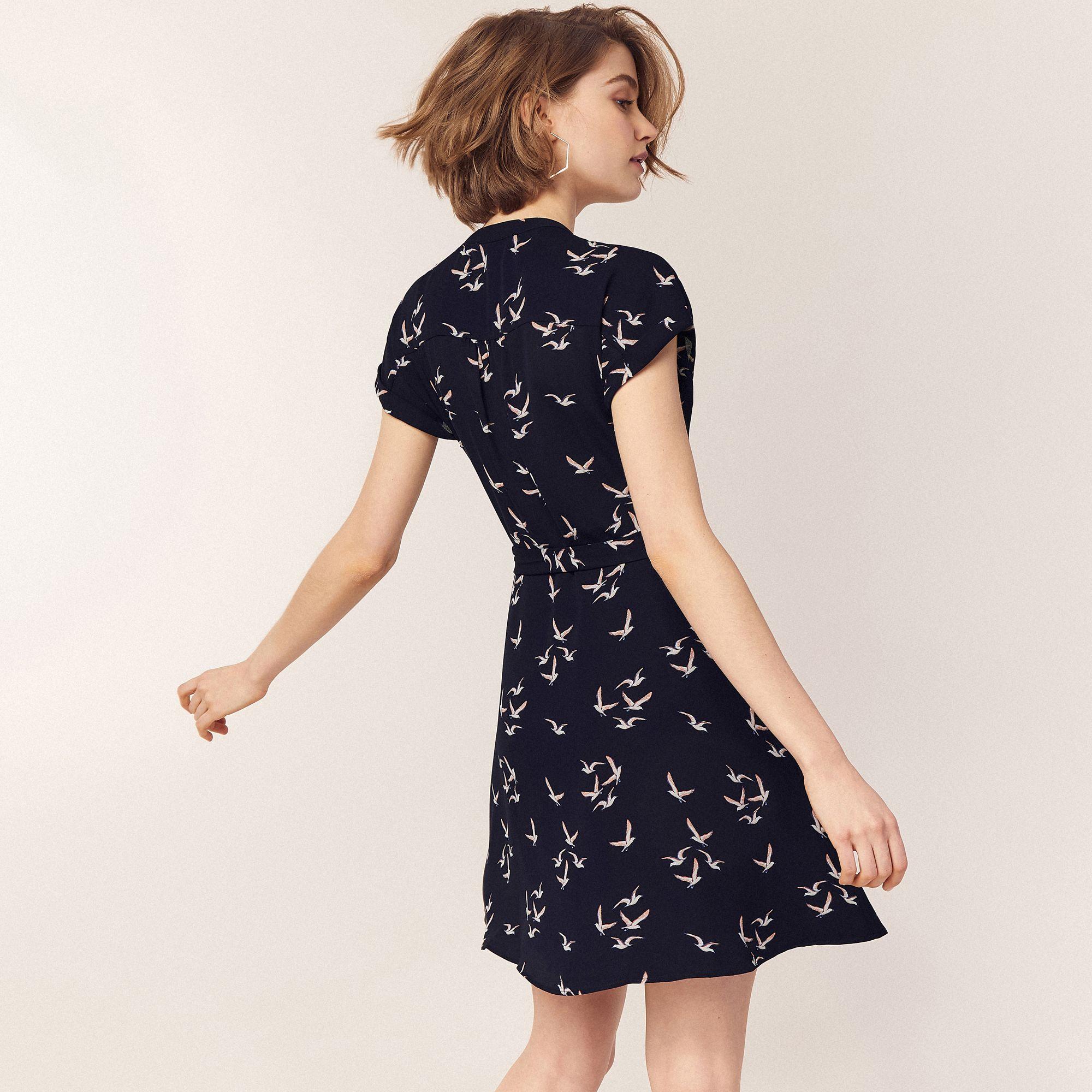 Oasis Multi Blue Bird Print Shirt Dress In Lyst