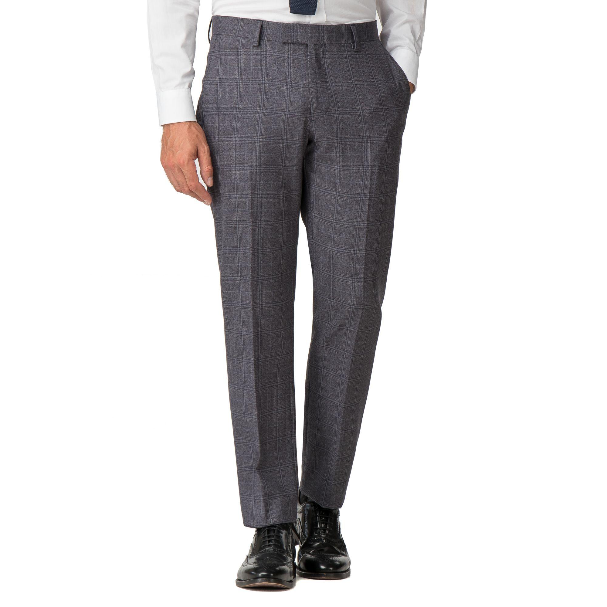 Racing Green Airforce Textured Check Tailored Fit Suit Trousers in Blue ...