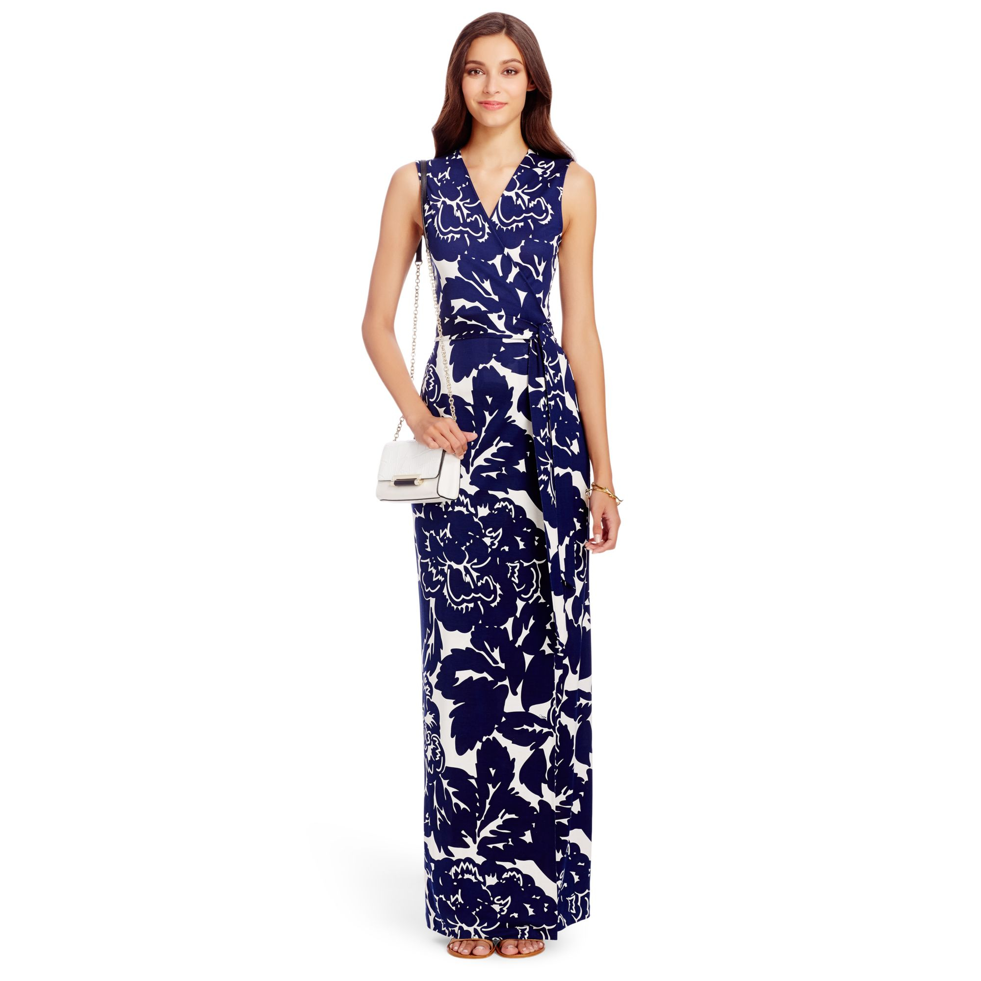 Diane von furstenberg New Yahzi Two Silk Jersey Maxi Wrap Dress in Blue