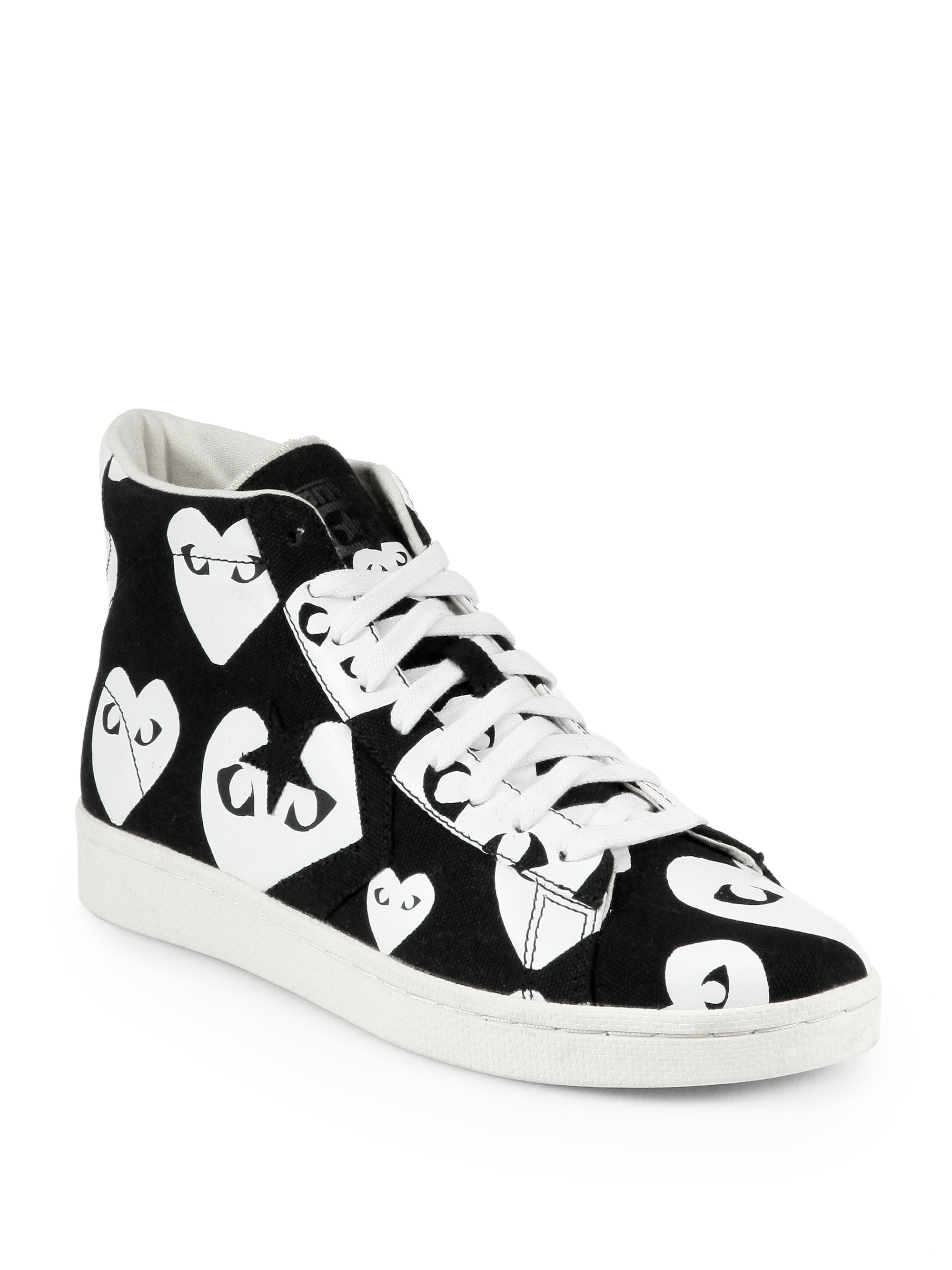 Black high top canvas sneakers Keep your KID energetic in skate parks wearing these high-top canvas sneakers! A timelessly on-trend style featuring durable rubber sole and cushioned lining for a secure and comfy all day wear. Foldable graphic shaft for certain style/5(58).