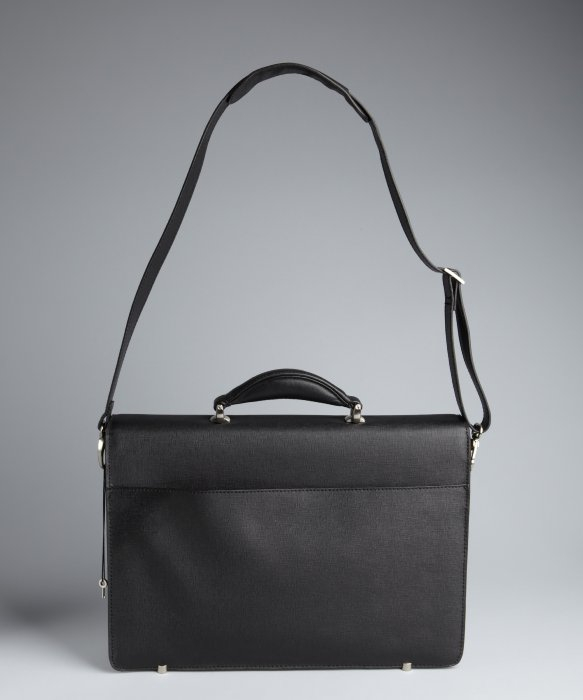 Lyst cole Black Leather Double Gusset Flapover Locking