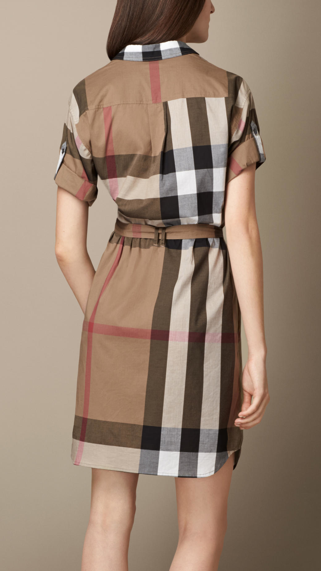 Lyst Burberry  Check Cotton Box fit Shirt  Dress  in Brown
