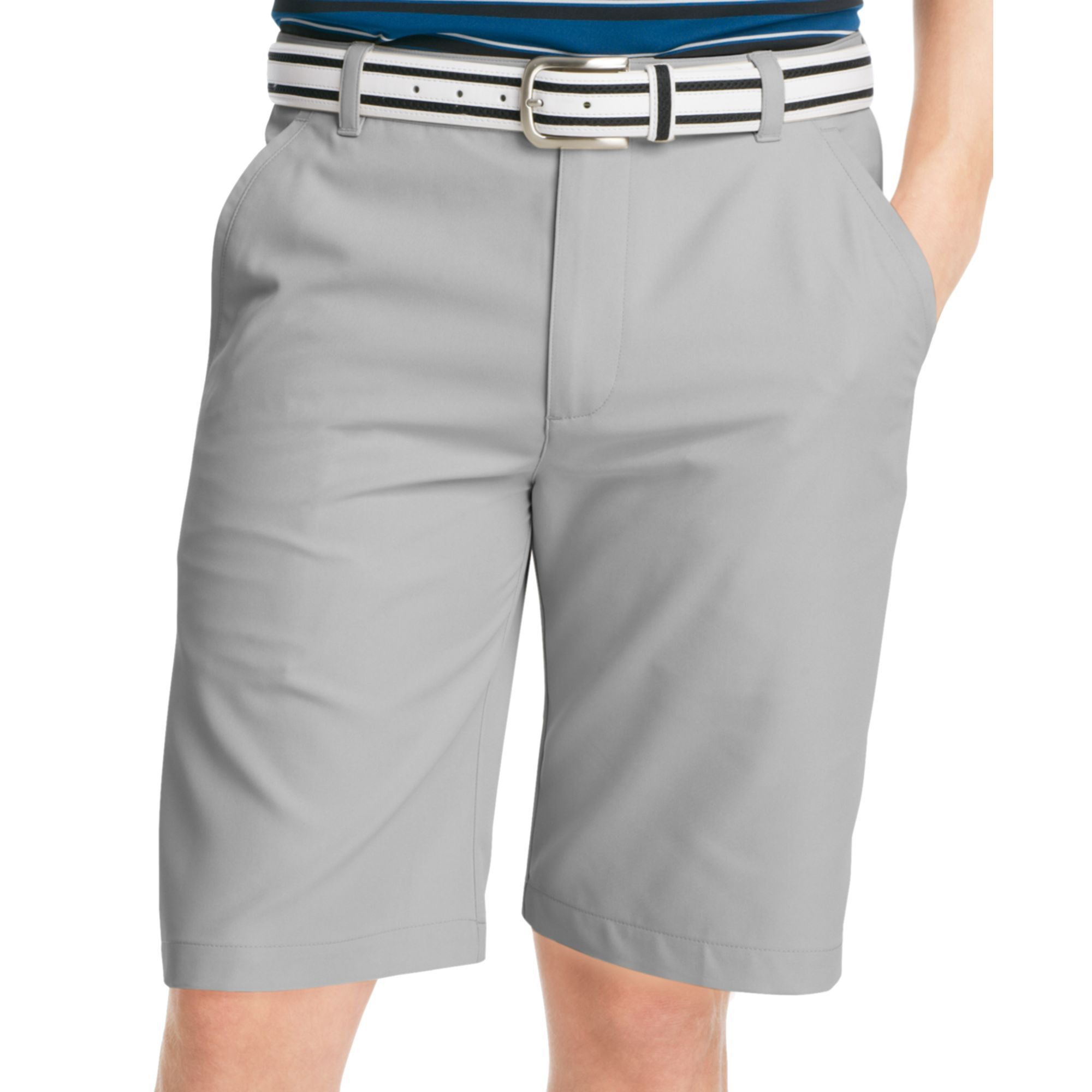 Izod Golf Shorts, Solid Flat Front Golf Shorts in Gray for Men (Silver ...