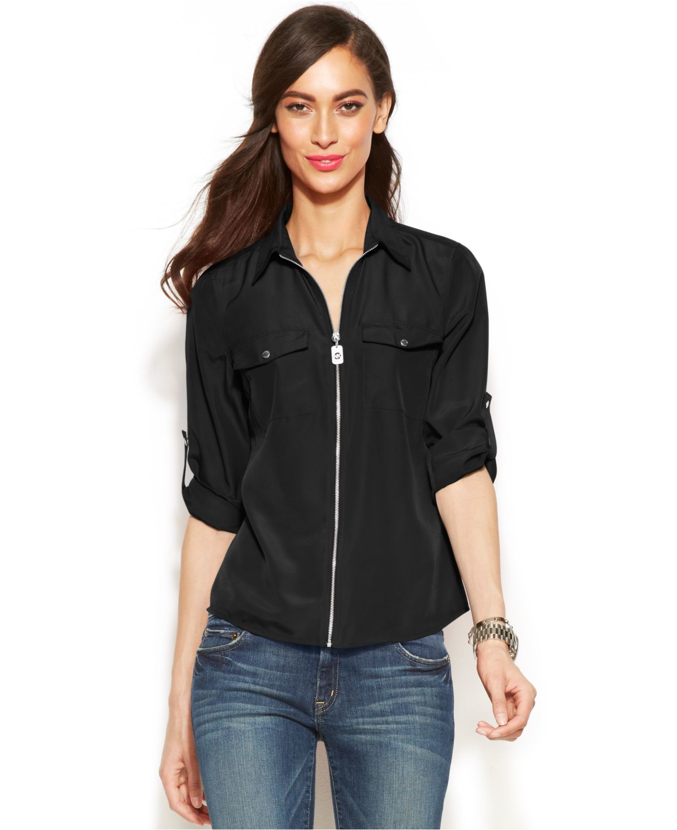 zip front blouse uk