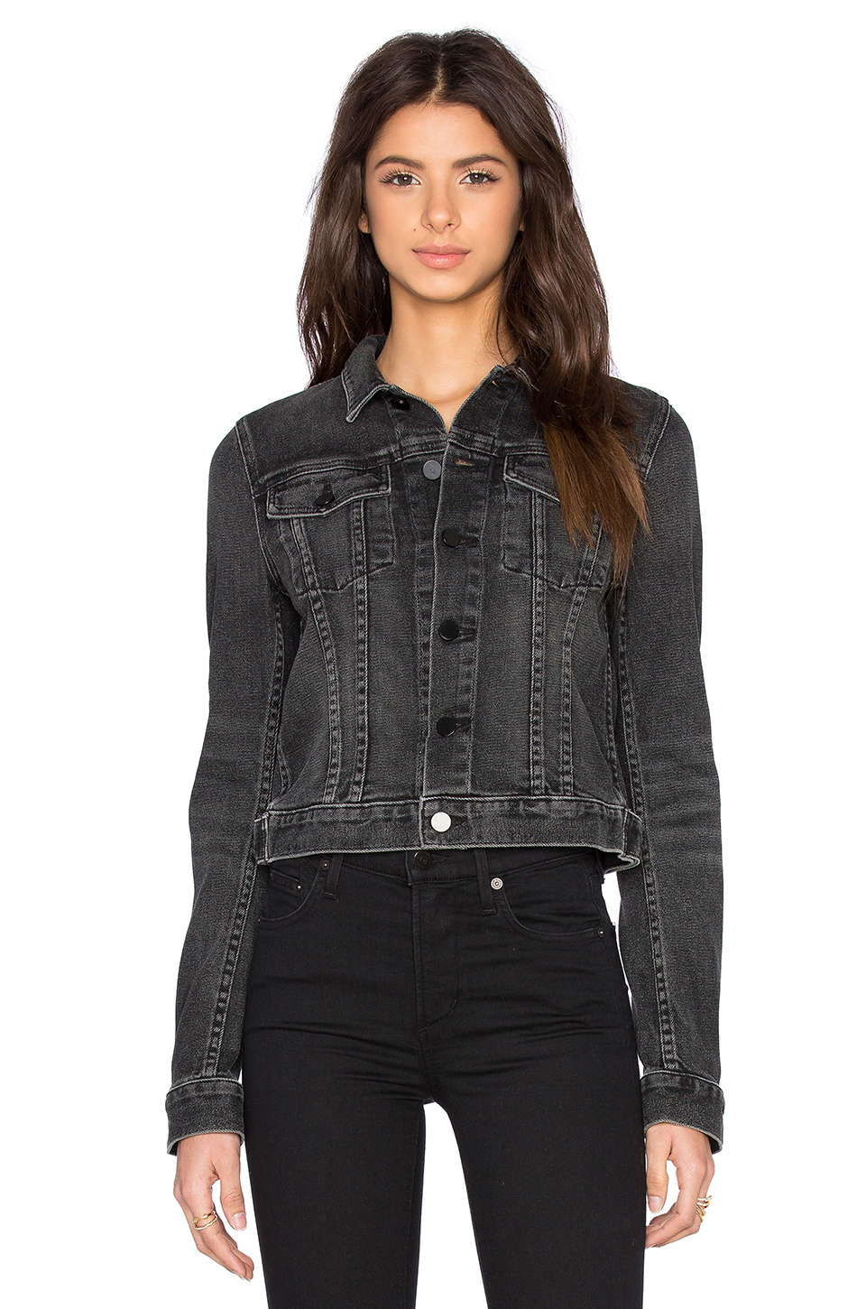 Lyst Alexander Wang Axle Cropped Denim Jacket in Black