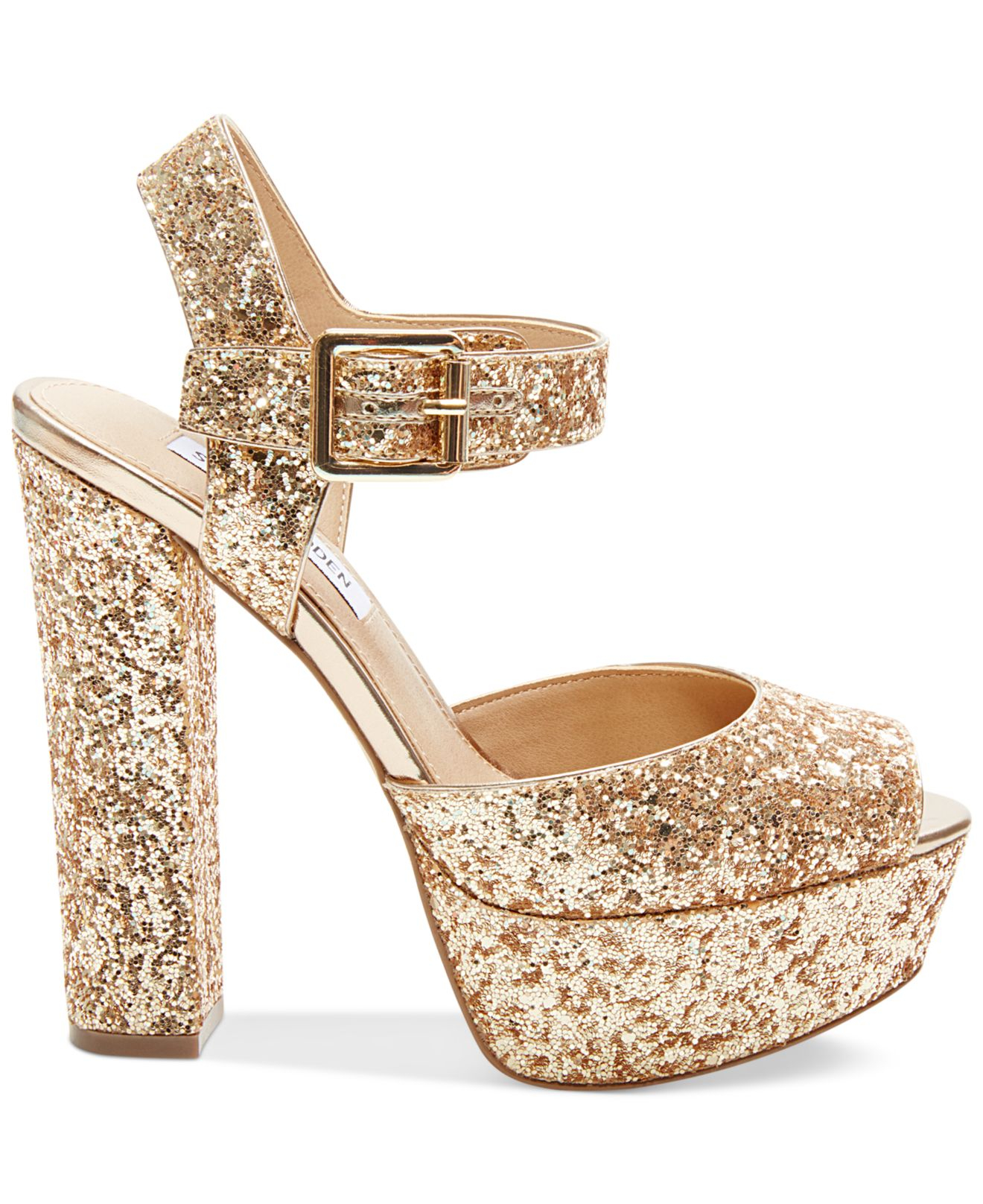 Lyst Steve Madden Jillyy Twopiece Platform Dress Sandals in Metallic