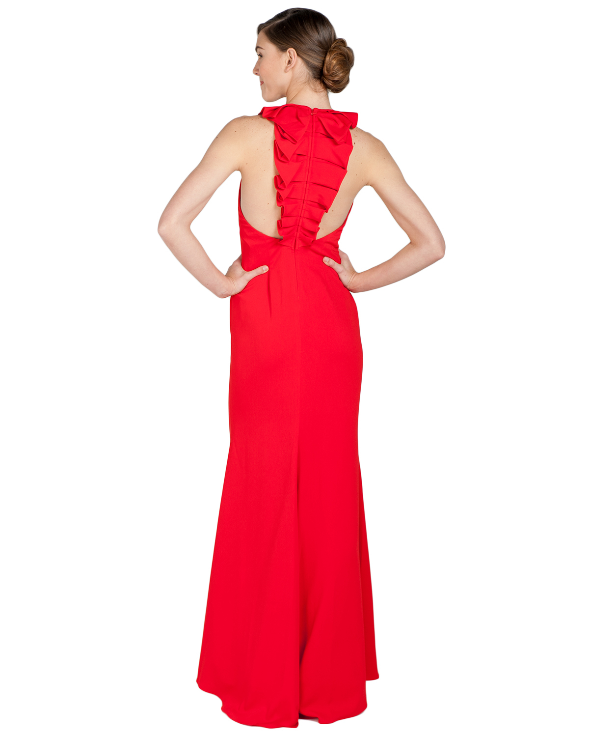 badgley mischka red strapless ball gown