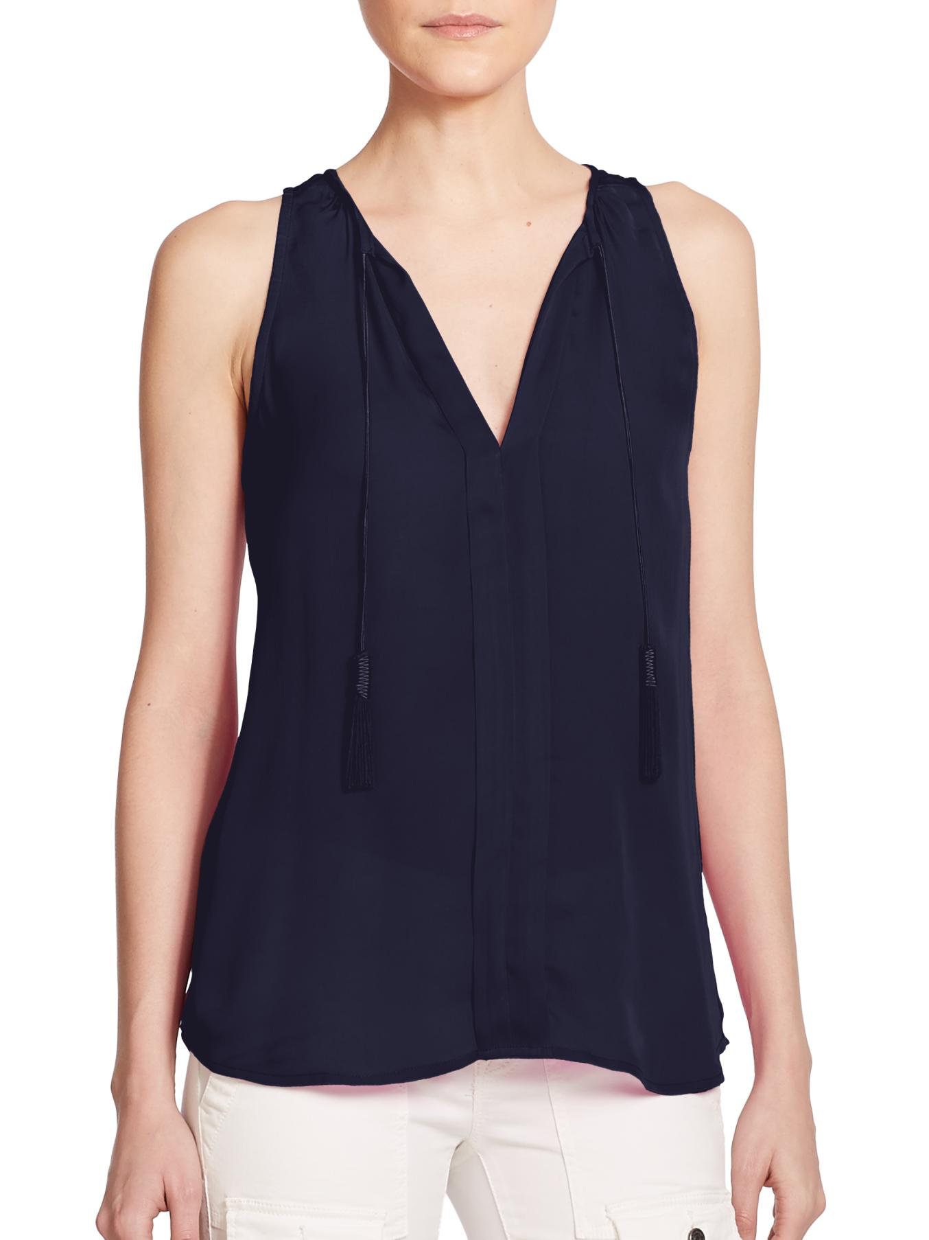 Joie Airlan Silk Sleeveless Top in Black (dark navy) | Lyst