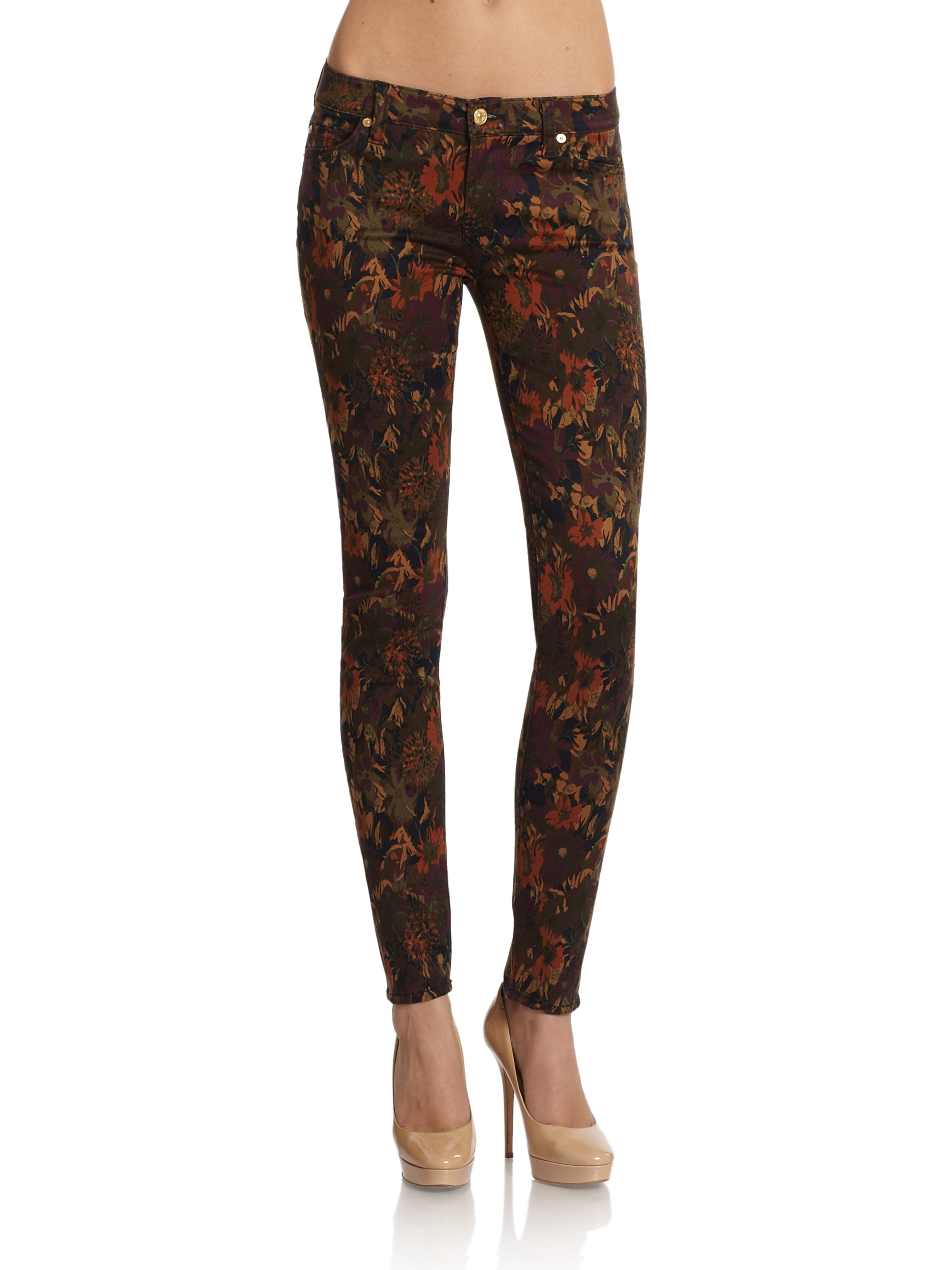 7 For All Mankind Floral-print Skinny Jeans in Floral (WILD FLOWER) | Lyst