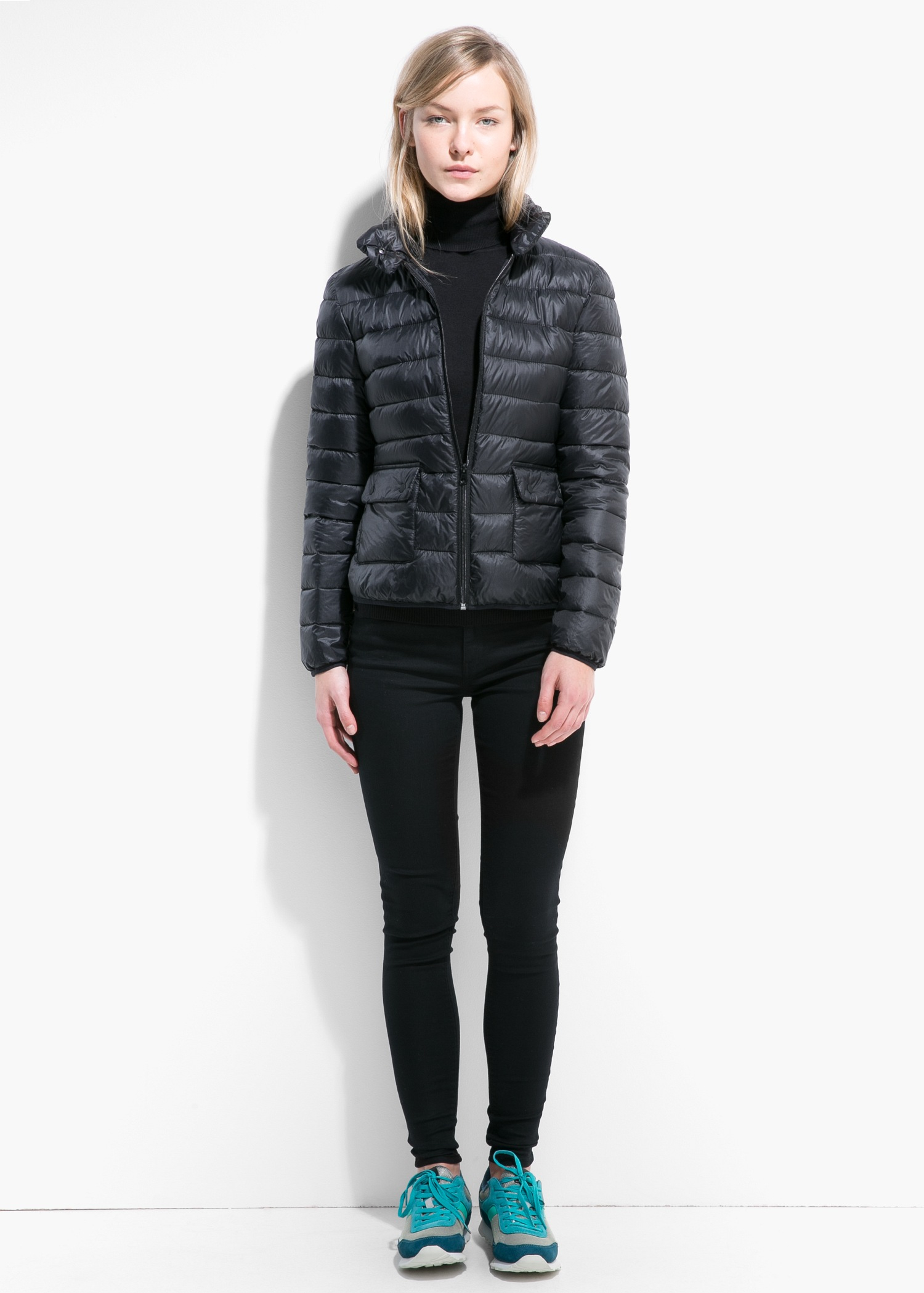 Mango Foldable Feather Down Jacket in Black | Lyst