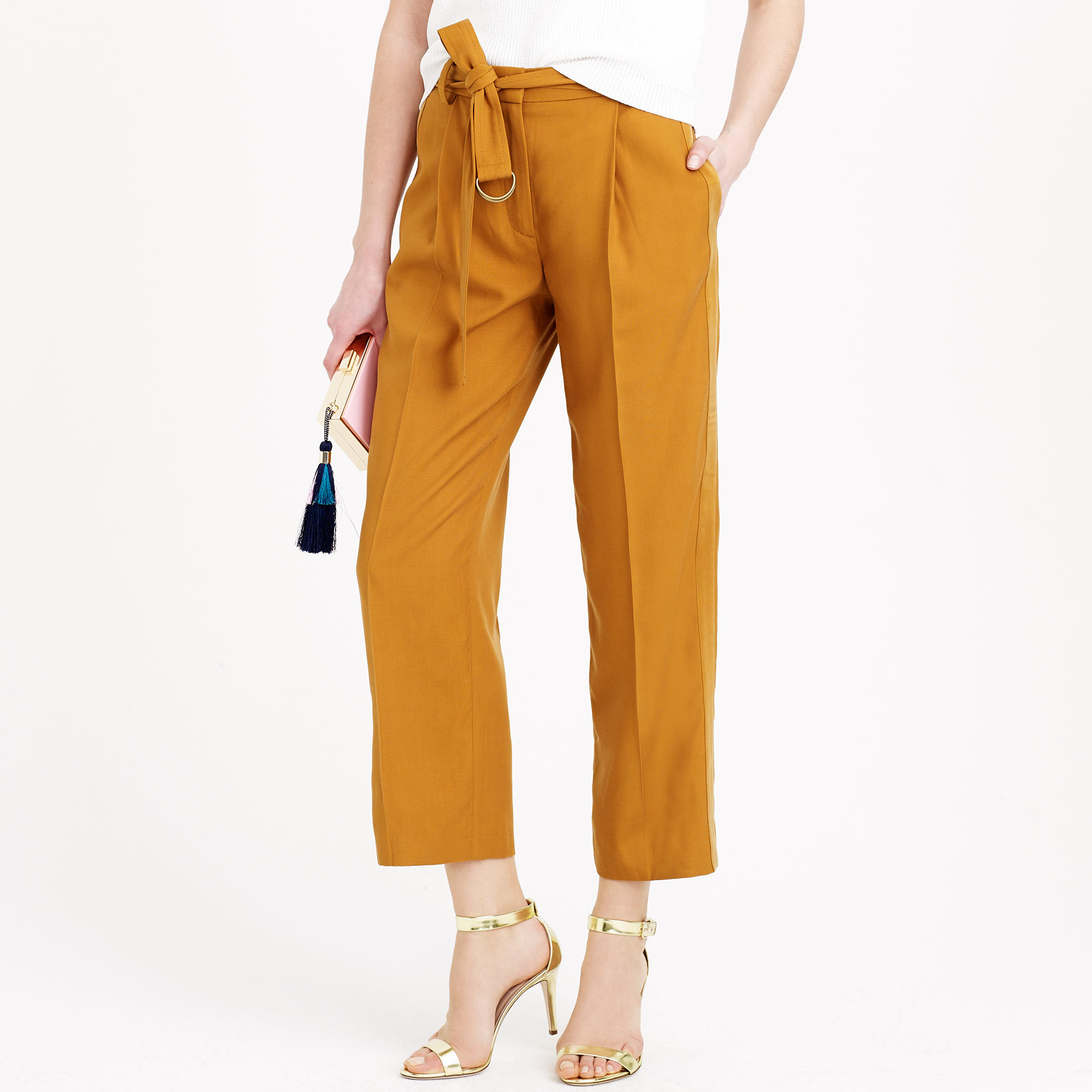 Lyst - J.Crew Cropped Wide-leg Trouser With Tux Stripe in Brown