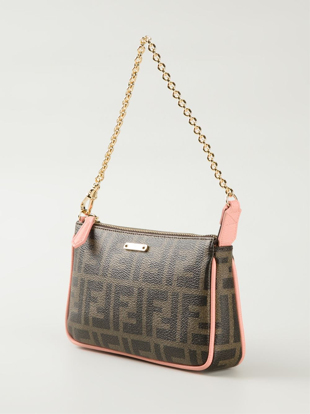 Lyst - Fendi FF Small Leather Shoulder Bag in Brown