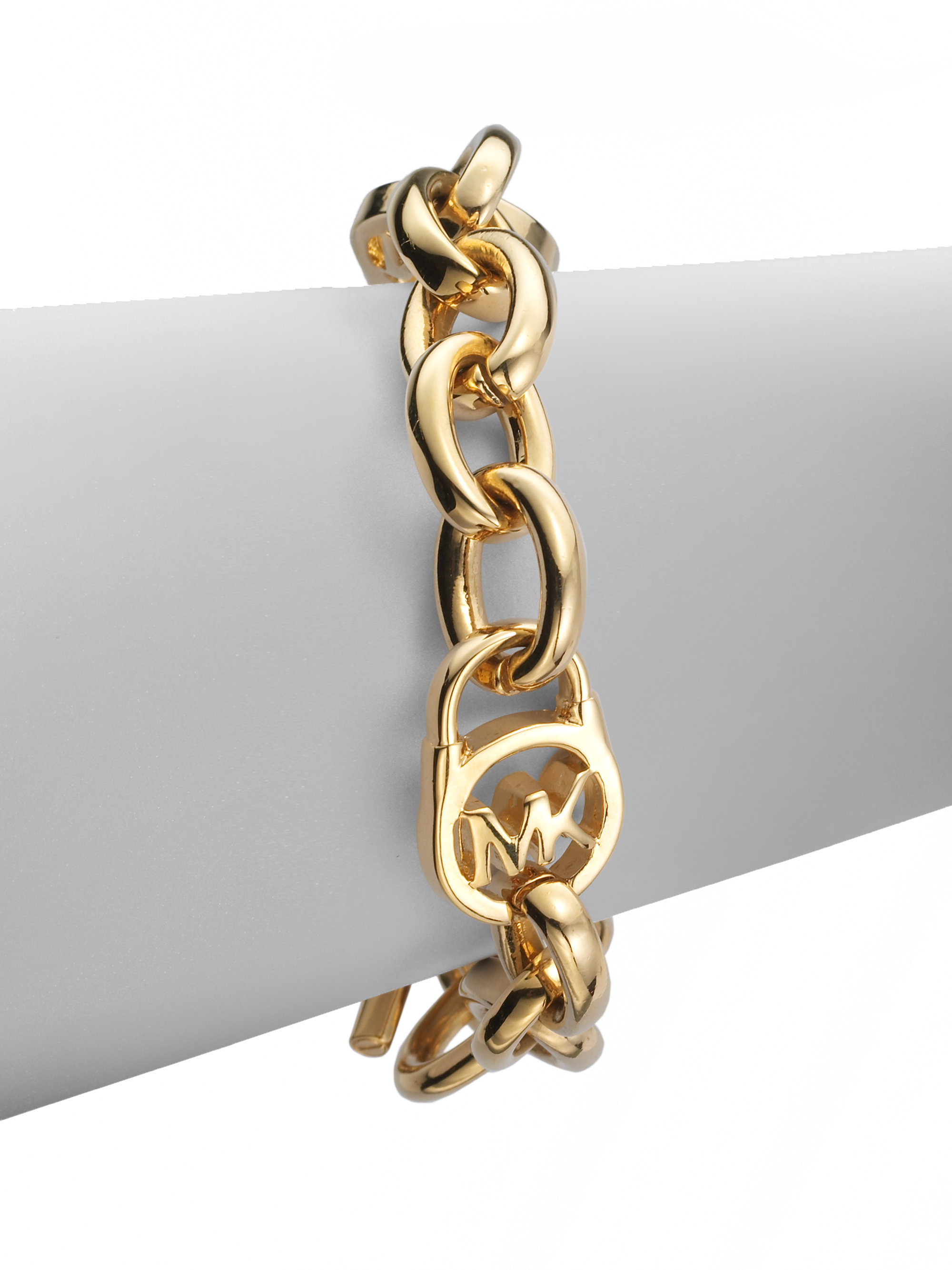 Lyst Michael Kors Heritage Fulton Padlock Station Toggle Bracelet Gallery
