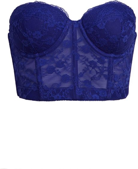 Forever 21 Strapless Lace Corset Bra in Blue (ROYAL) | Lyst