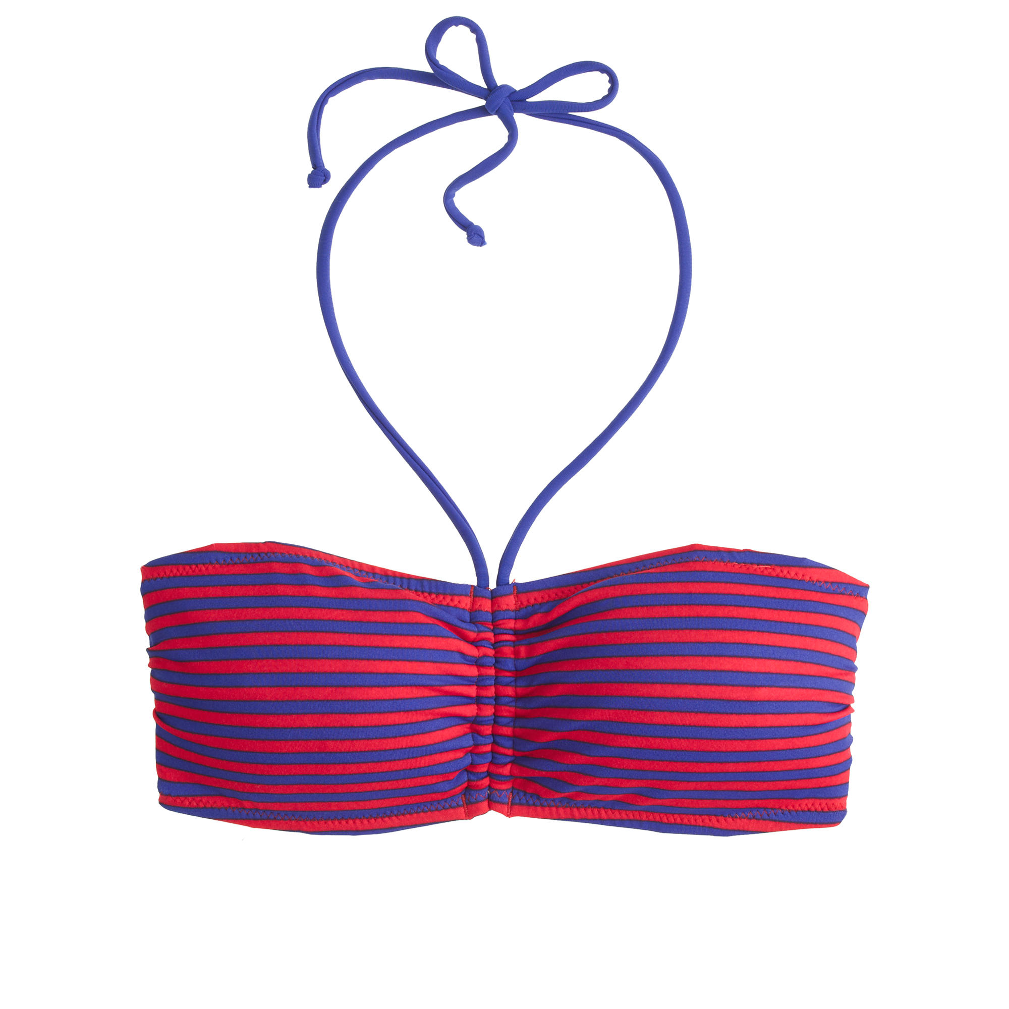 J.crew Deck-stripe Tie-front Bandeau Bikini Top in Purple (electric red ...