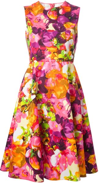 Valentino Floral Print Dress in Multicolor (multicolour) | Lyst