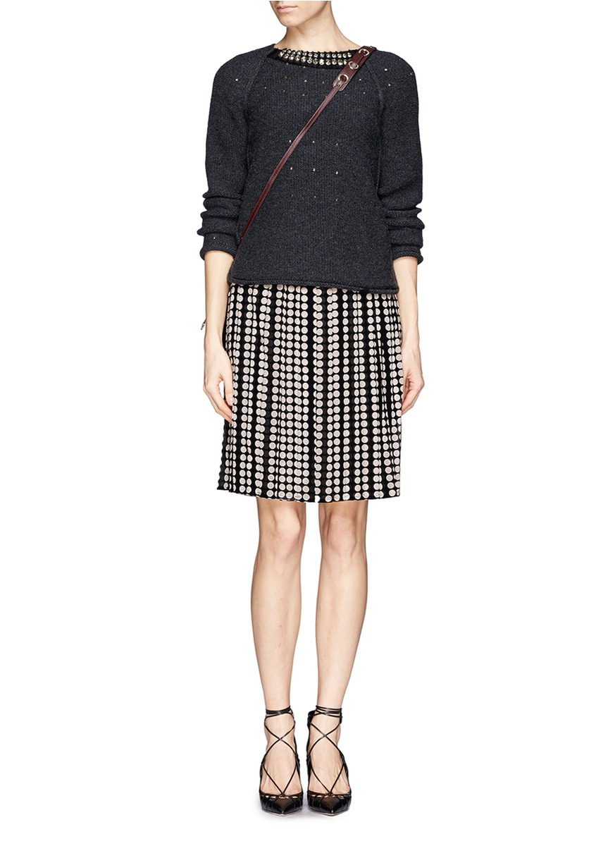 burch raisa polka dot print pleat skirt in pink lyst burch raisa polka dot print pleat skirt in pink lyst
