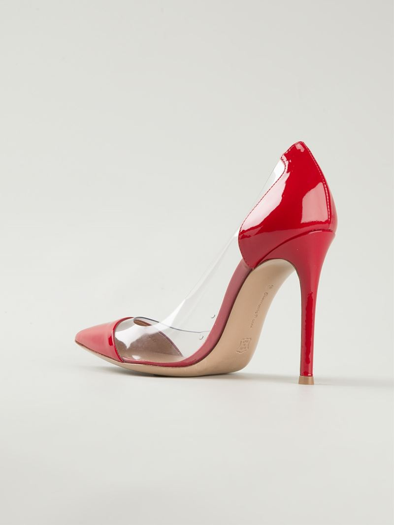Lyst Gianvito Rossi Plexi Patent Leather Pumps in Red