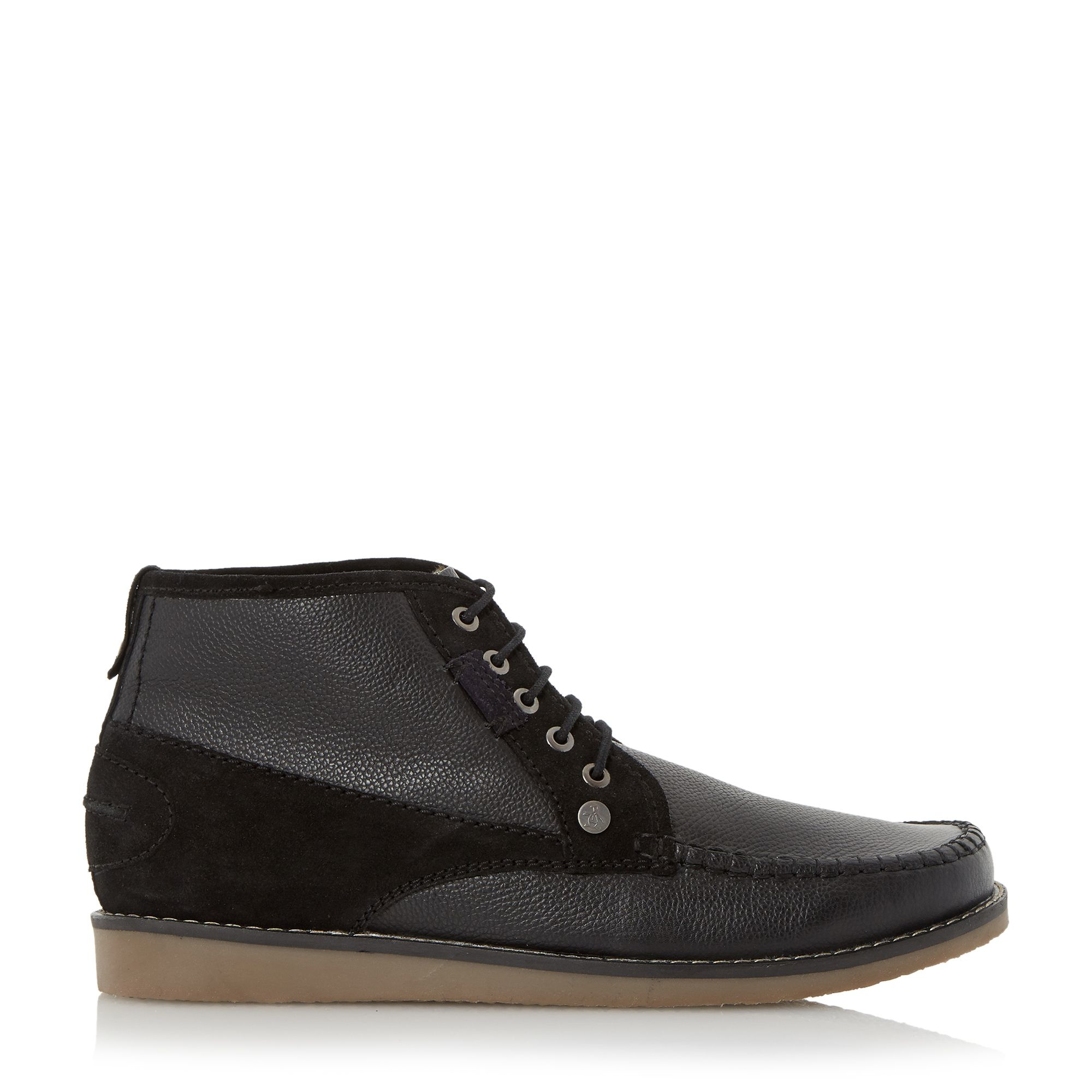 Original penguin Fall Leather Mocc Toe Chukka Boots in Black for Men | Lyst