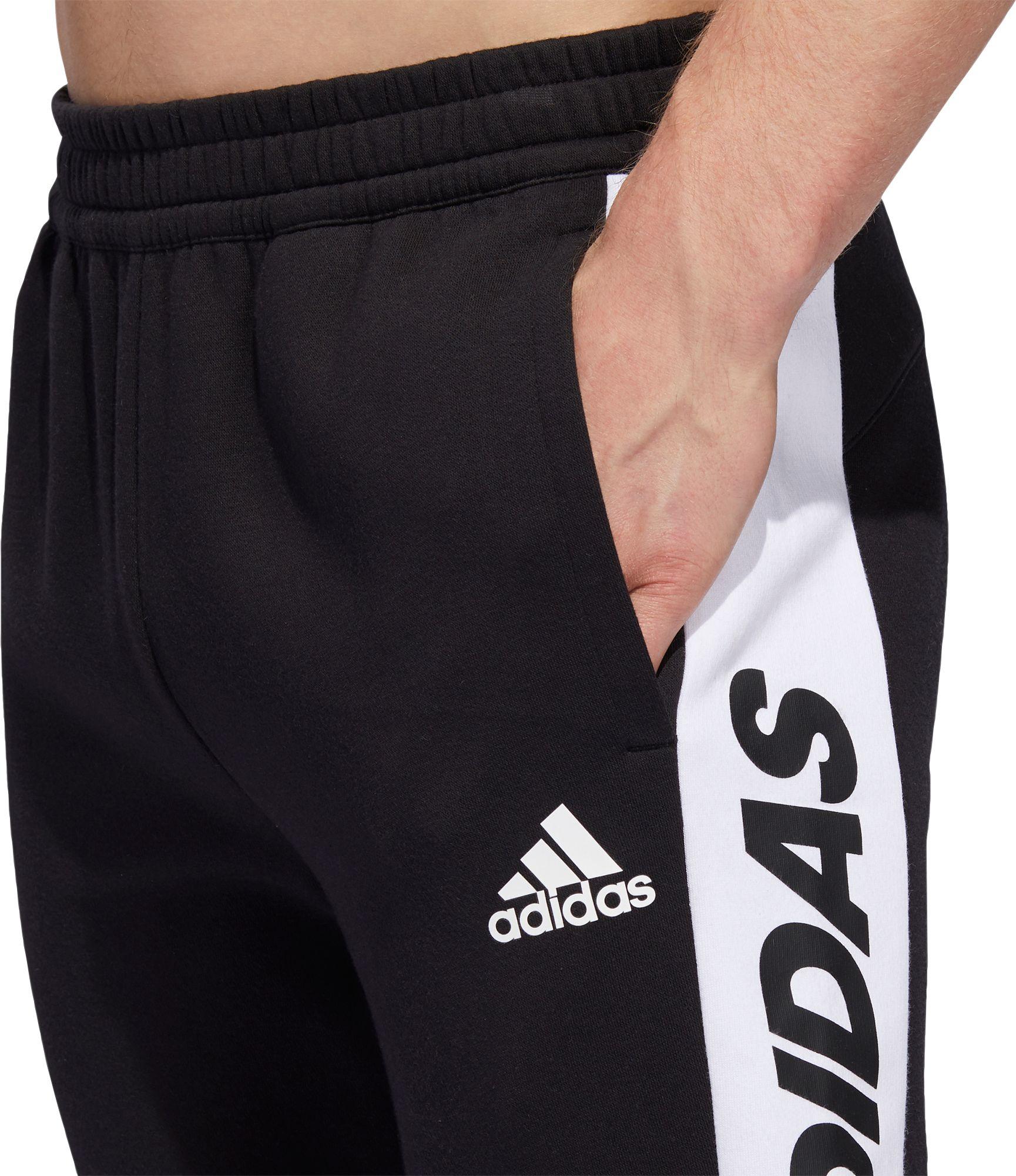 adidas Fleece Post Game 7/8 Jogger Pants in Black/White (Black) for Men ...