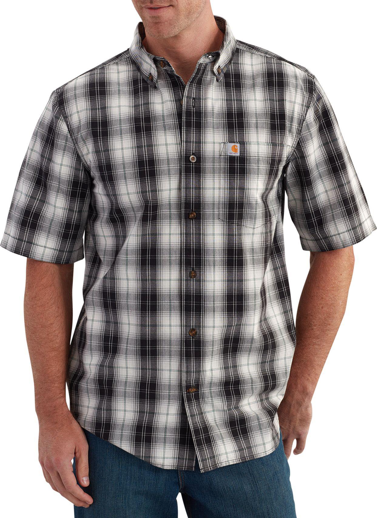 Carhartt Essential Plaid Button Down Short Sleeve Shirt in Black for ...