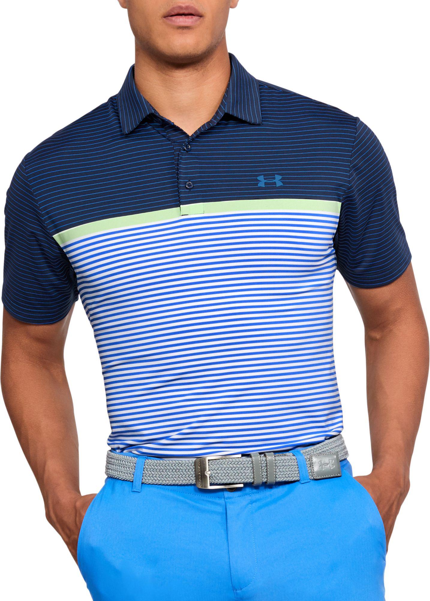 under armour men's playoff super stripe golf polo